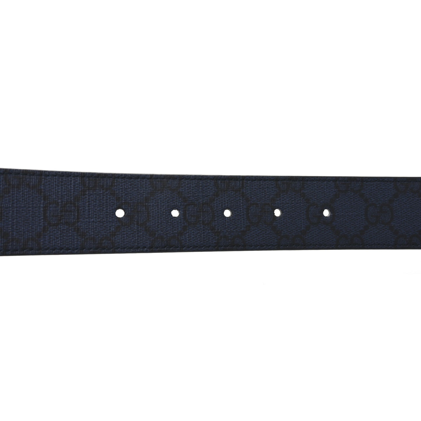 GG Supreme Monogram Plutone Calfskin Palladium Double G Reversible 37mm Belt 110 44 Black Blue