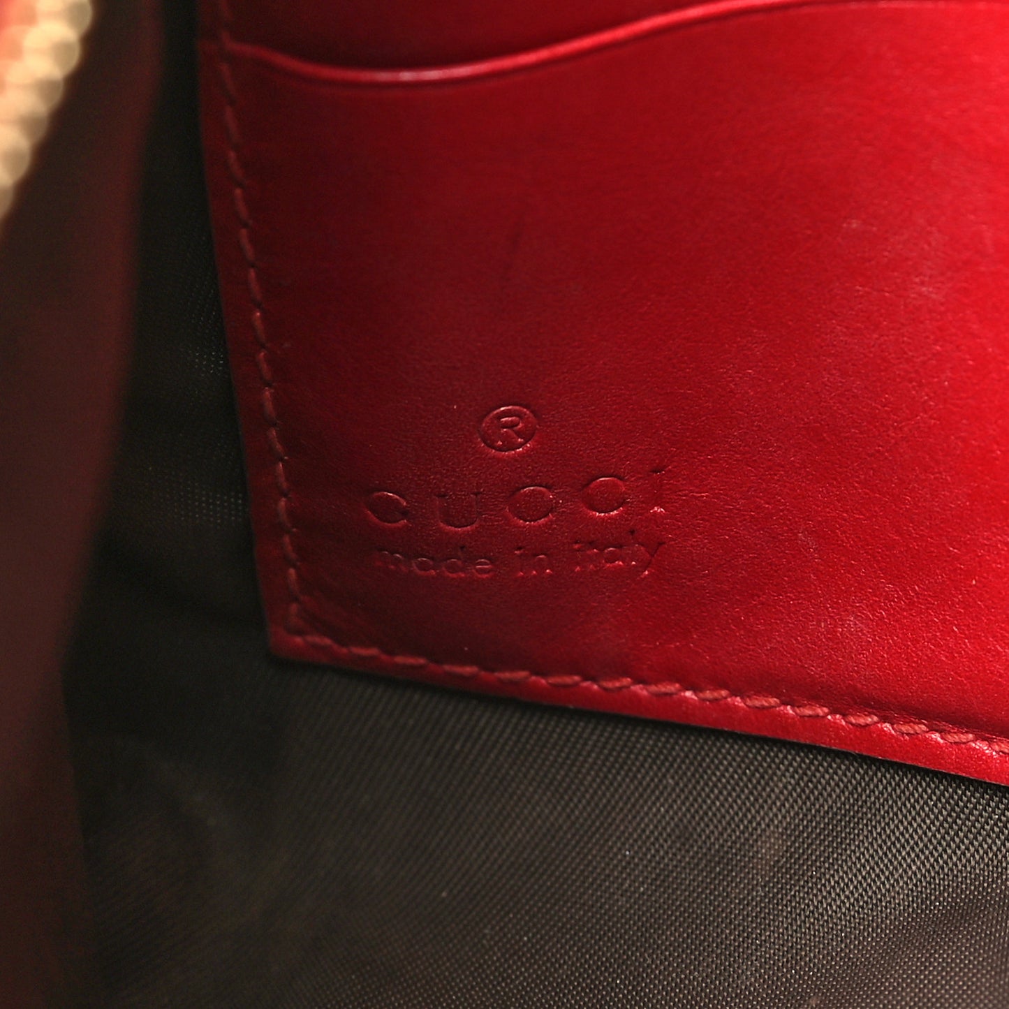 Guccissima Signature Wrist Wallet Hibiscus Red