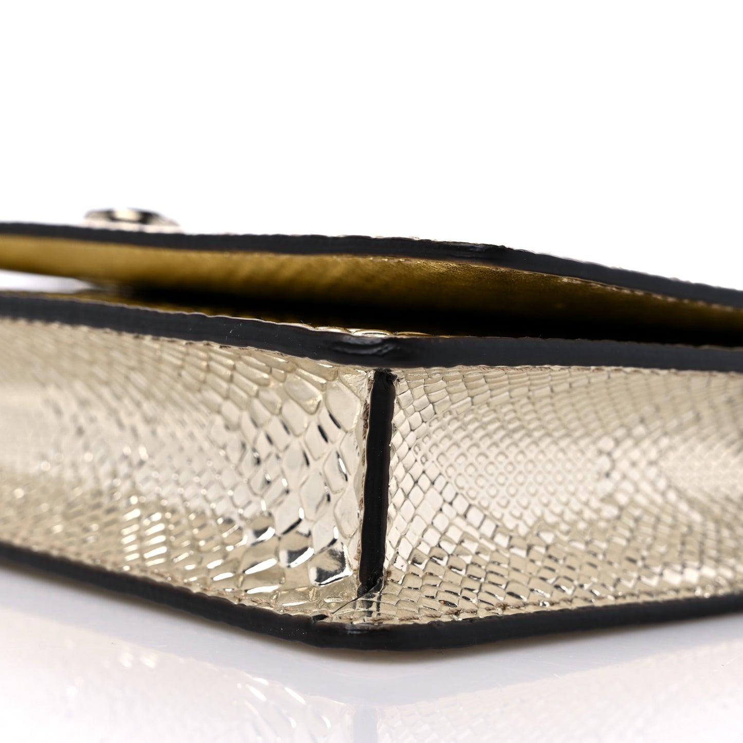 Metallic Calfskin Snake Embossed Palace Crossbody Champagne Silver