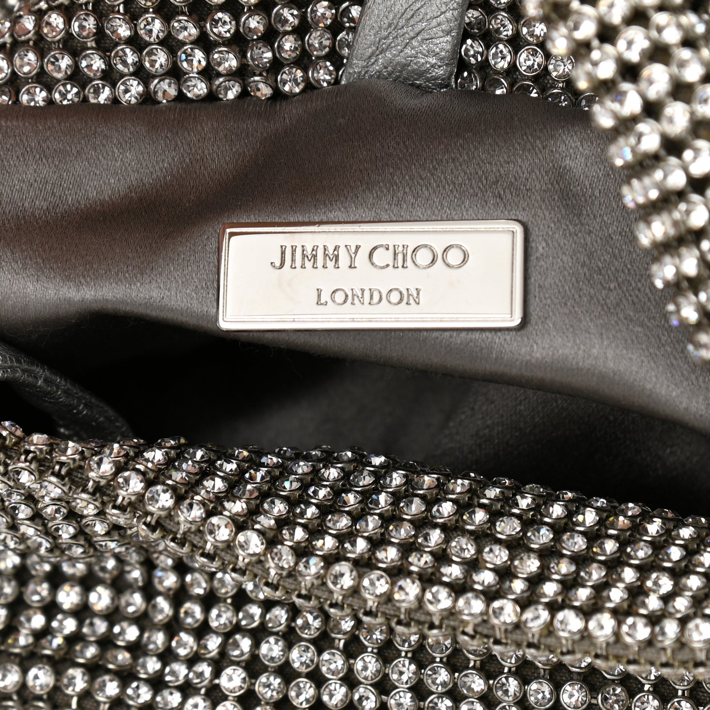 Satin Crystal Embellished Bonny Shoulder Bag Silver