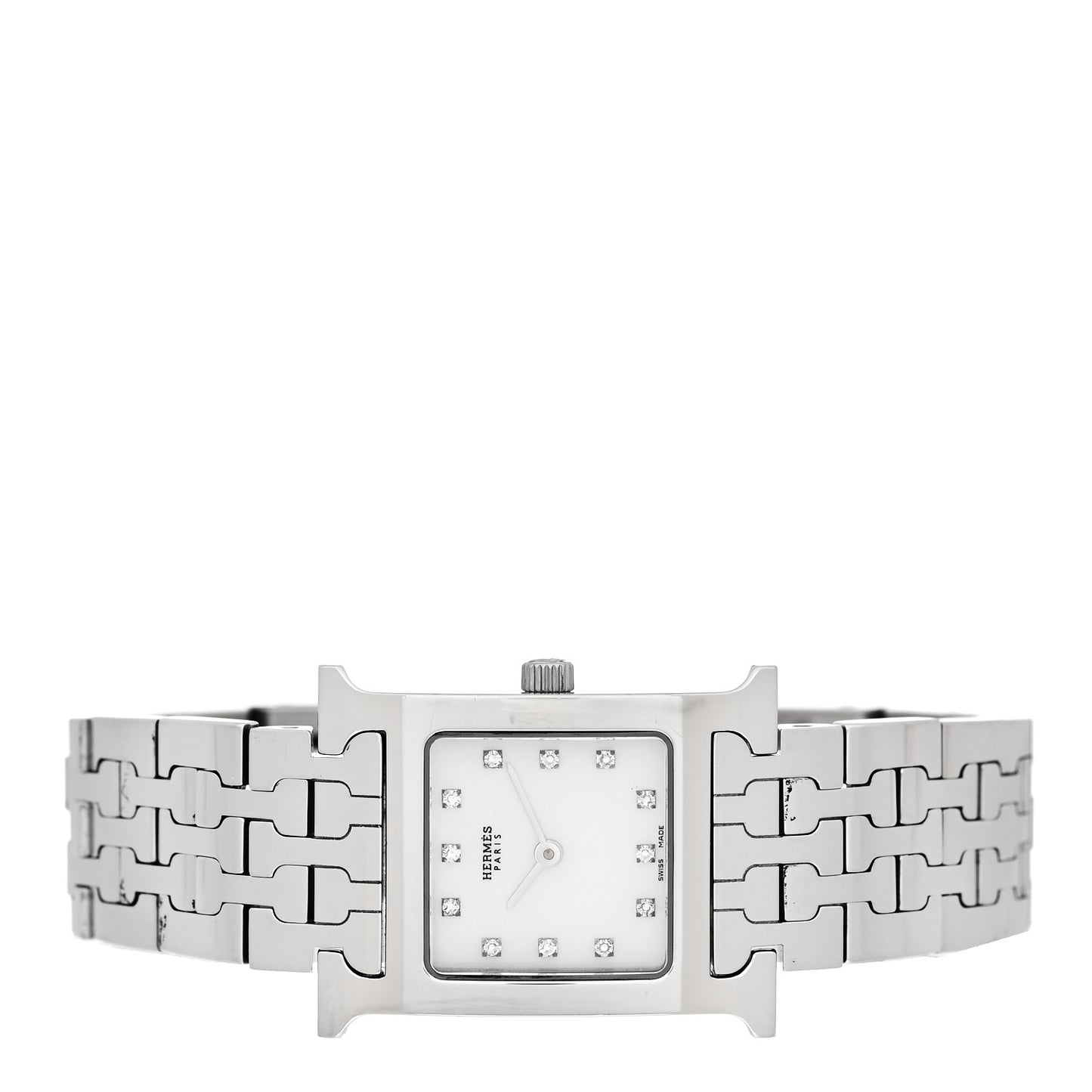 Stainless Steel Diamond Mother of Pearl 21mm Heure H Hour Quartz Watch