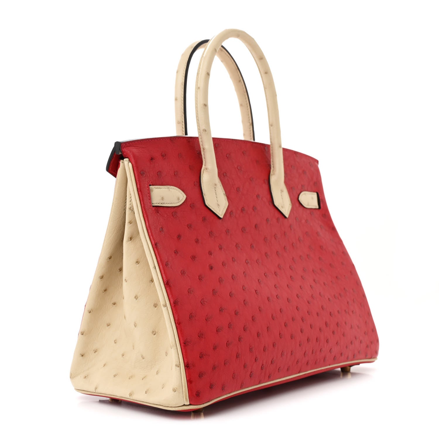 Hermes Ostrich Horseshoe Birkin 30 Rouge Vif Parchemin 3 of 14