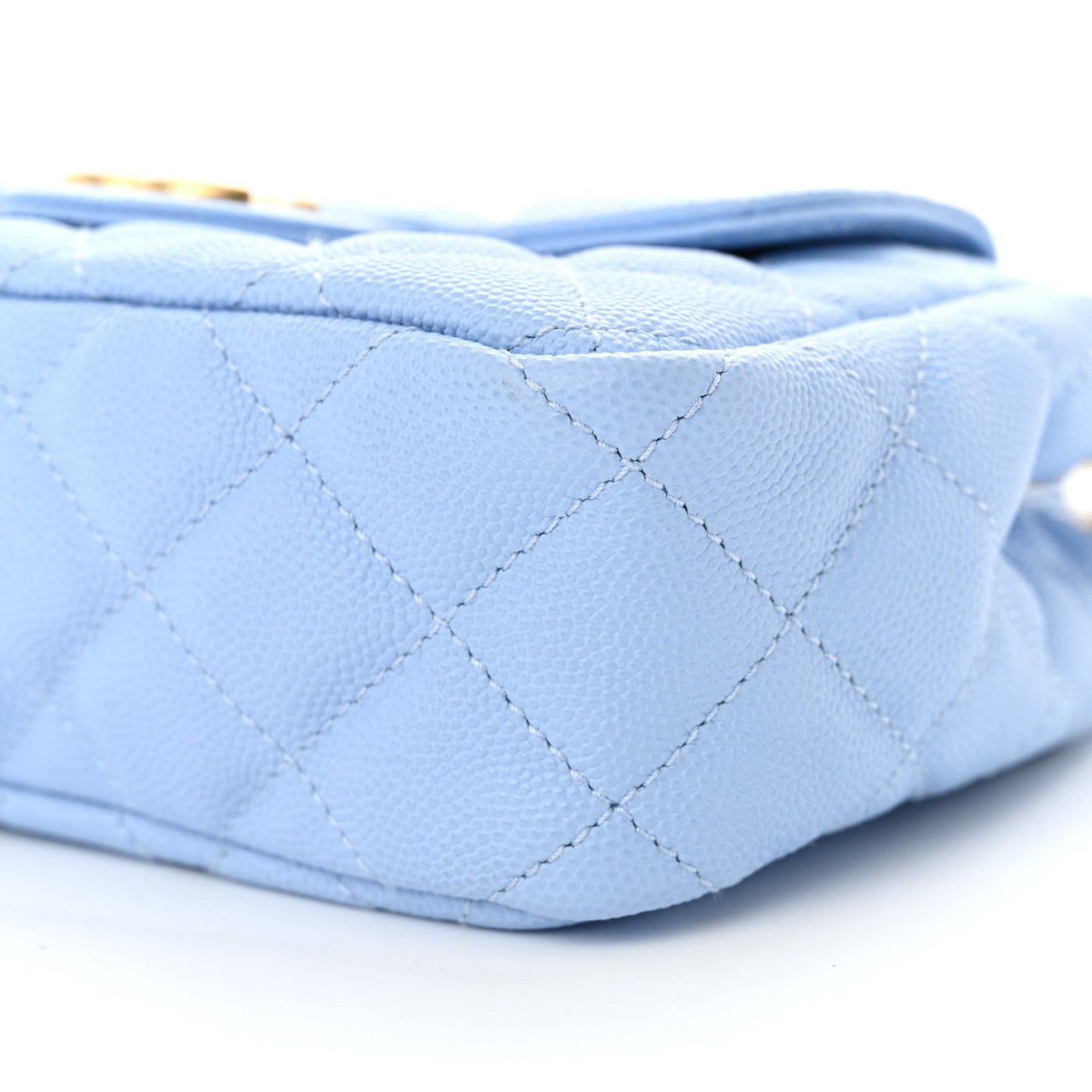 Caviar Quilted Small Wavy CC Hobo Light Blue