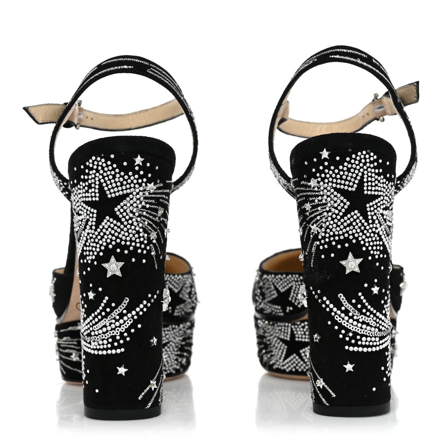 Suede Crystal Supernova Maple 125 Platform Pumps 36 Black