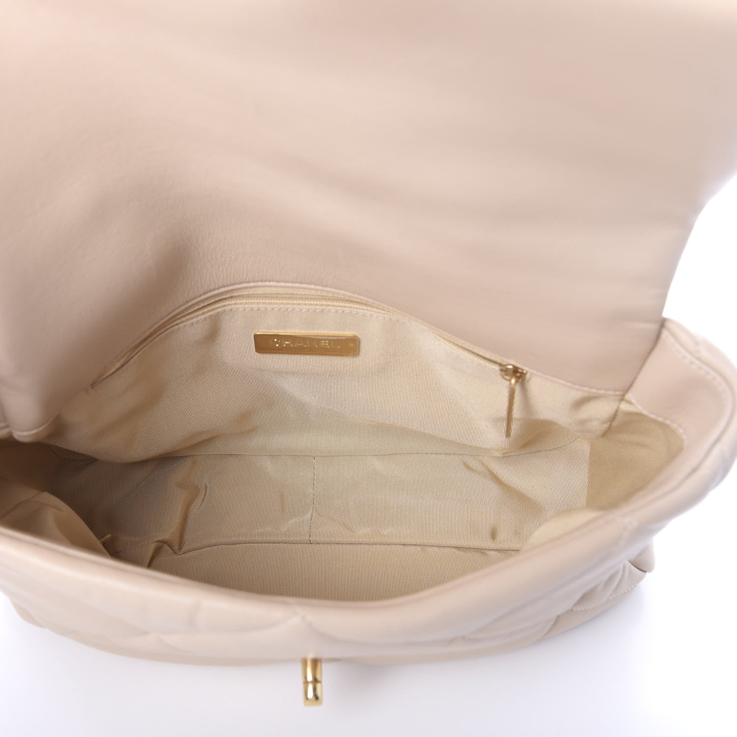 Chanel Lambskin Quilted Large 19 Flap Beige 4 of 9