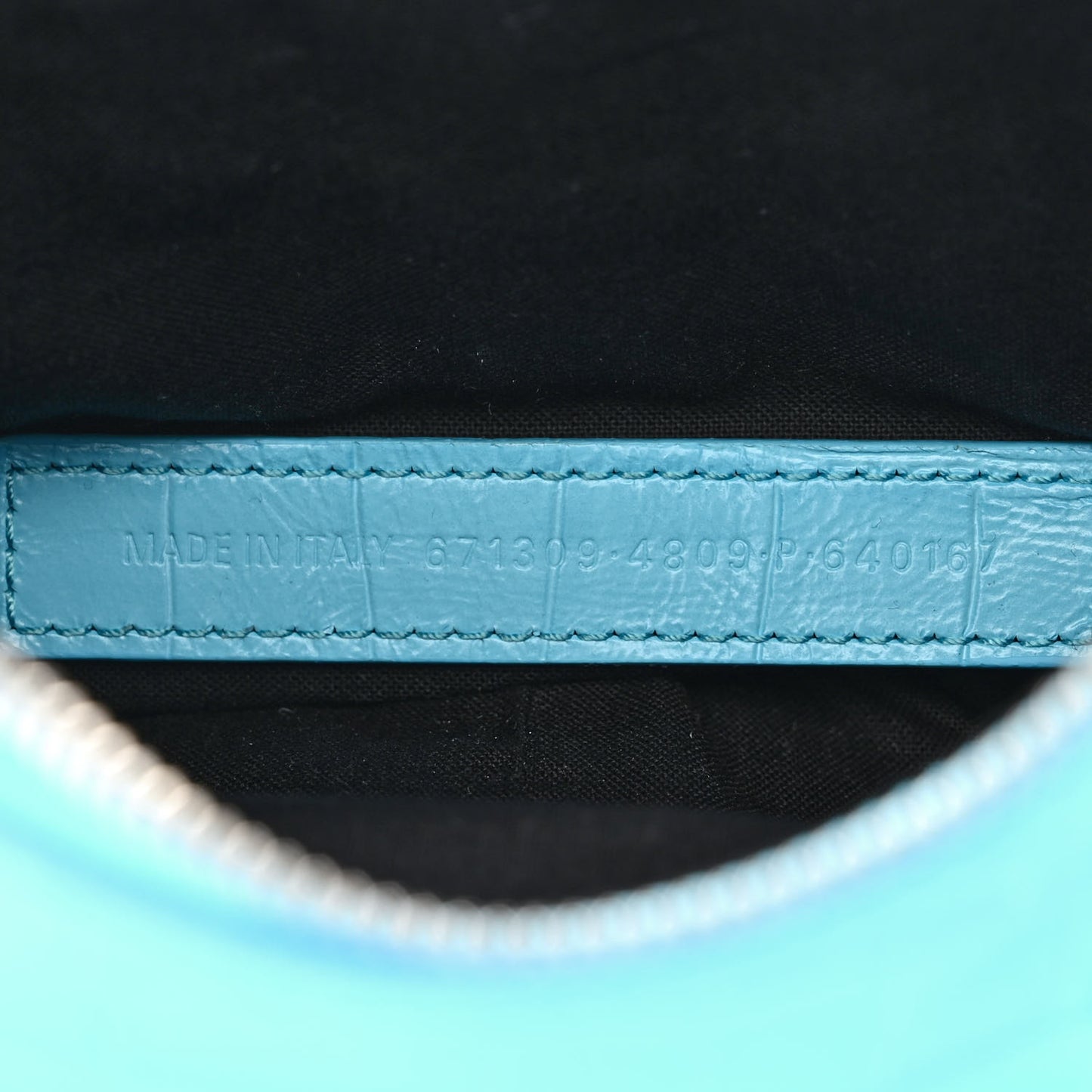 Extra Supple Calfskin Crocodile Embossed Le Cagole Shoulder Bag XS Sky Blue