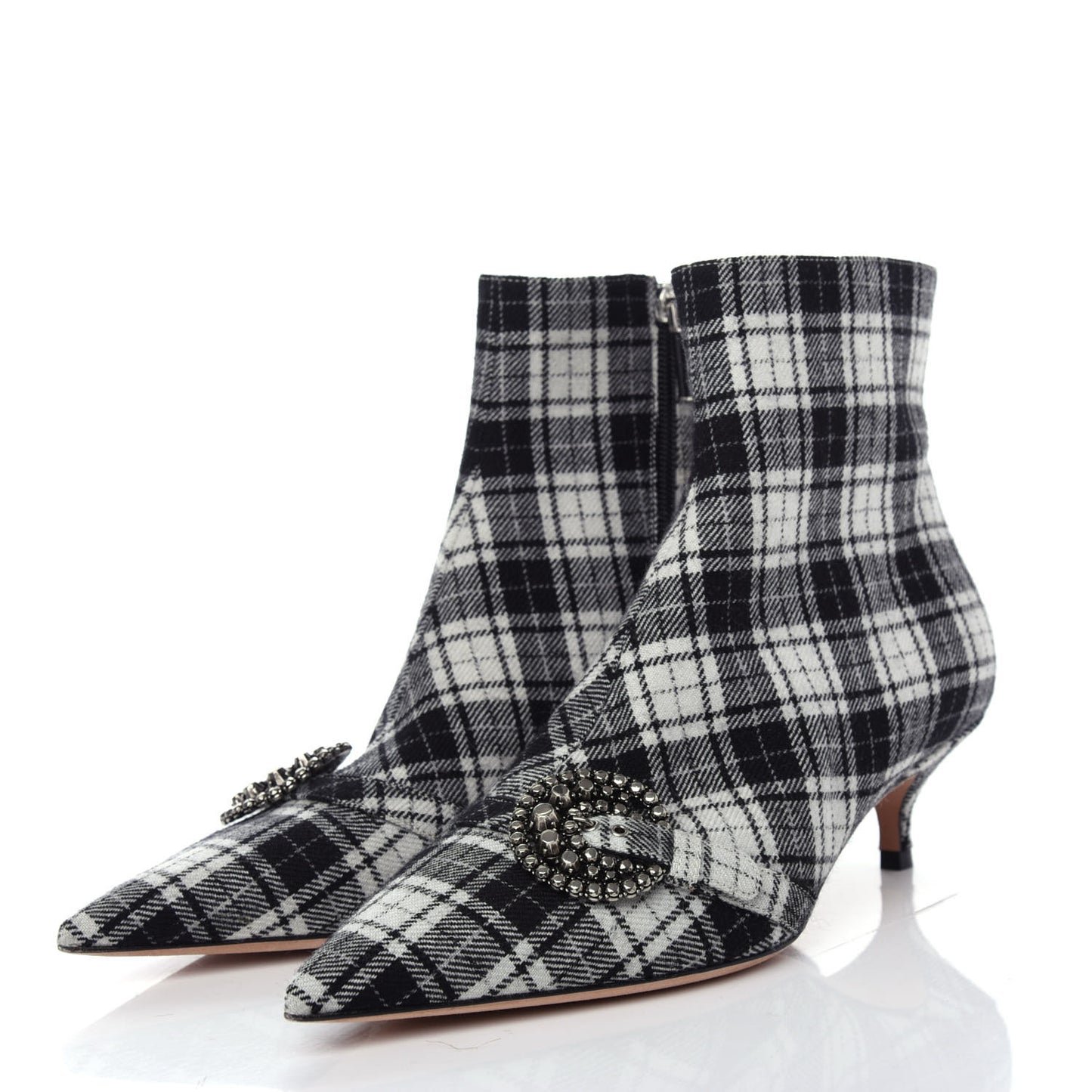 Canvas Tartan Gang Ankle Boots 39 Black