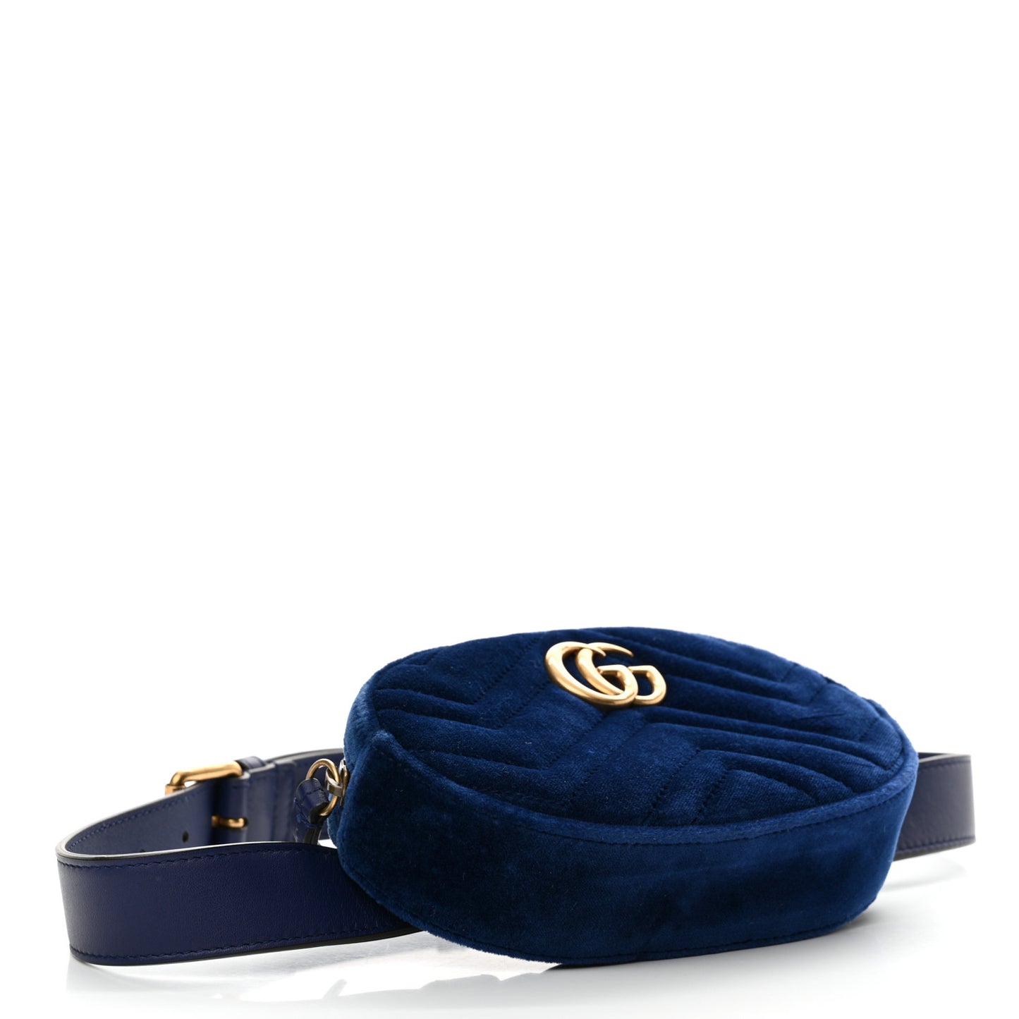 Velvet Matelasse GG Marmont Belt Bag Cobalt Blue