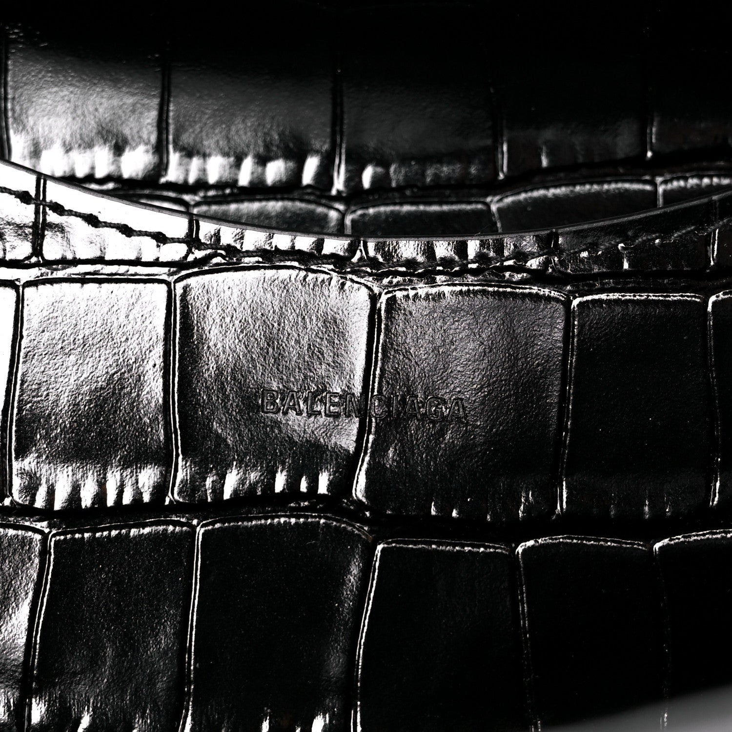 Balenciaga Shiny Supple Calfskin Crocodile Embossed Brass Hardware Neo Classic City Black 6 of 10