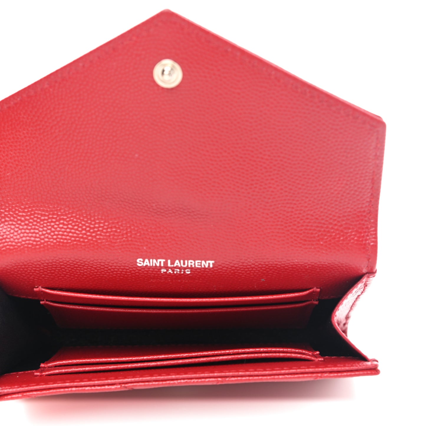Grain De Poudre Matelasse Chevron Small Monogram Envelope Wallet New Red