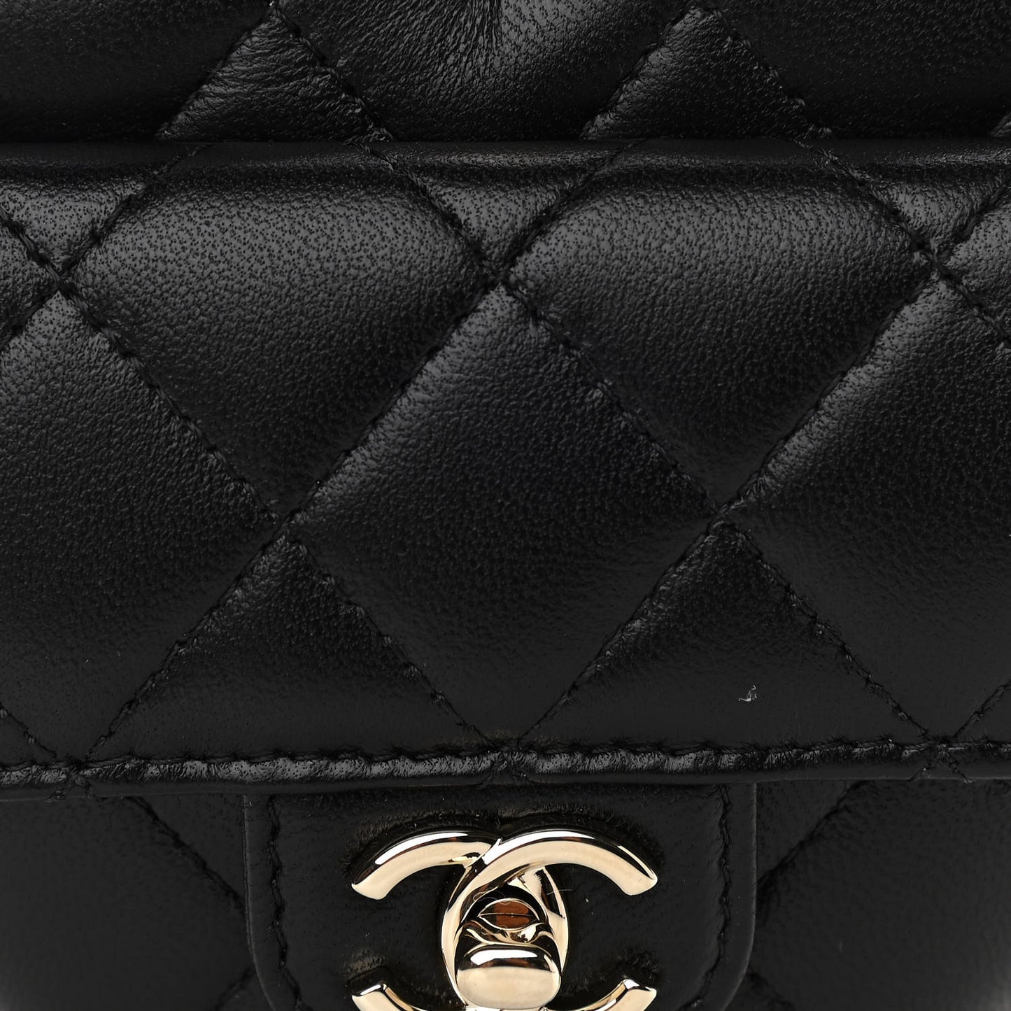 Lambskin Quilted CC In Love Heart Waist Belt Bag With Chain Black