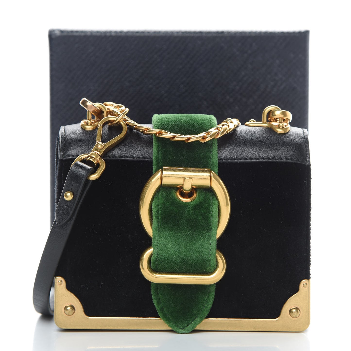 Velvet City Calfskin Micro Cahier Bag Black Alloro
