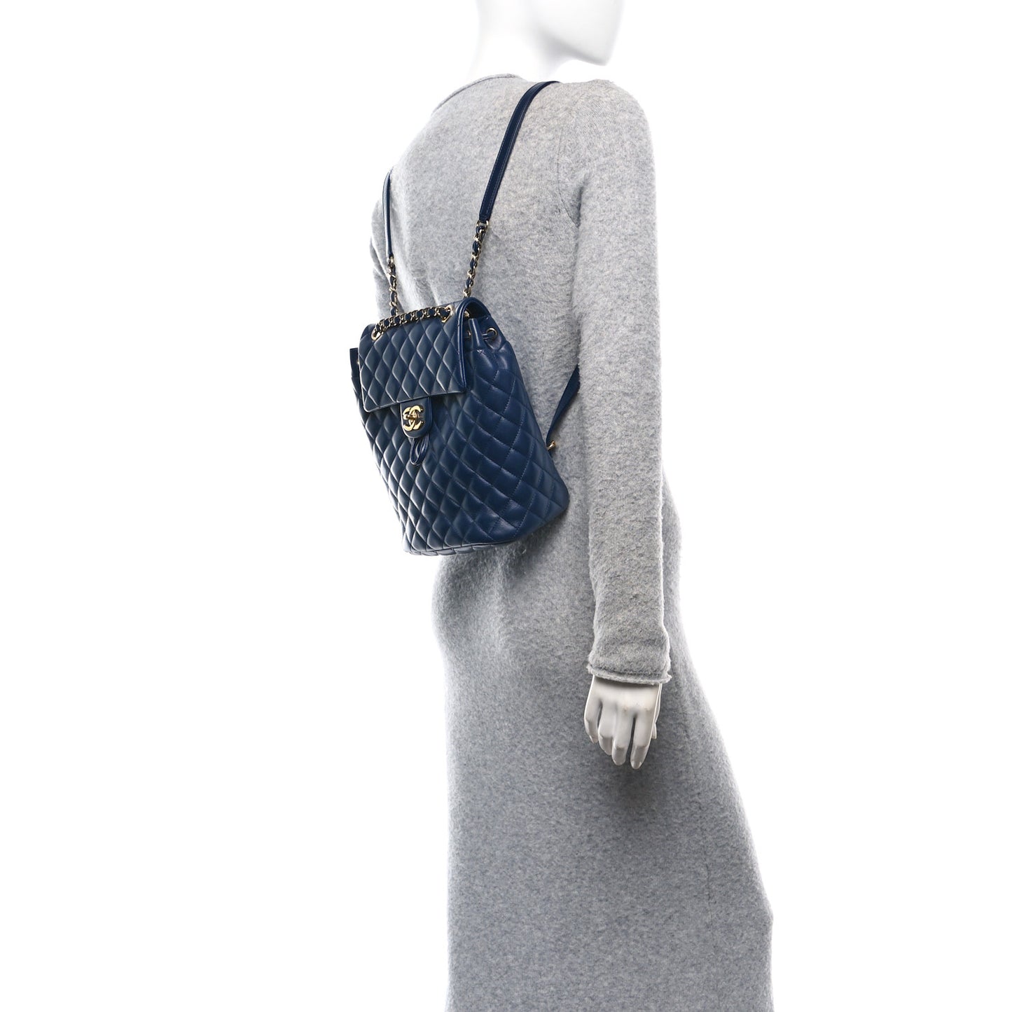 Calfskin Quilted Small Urban Spirit Backpack Navy