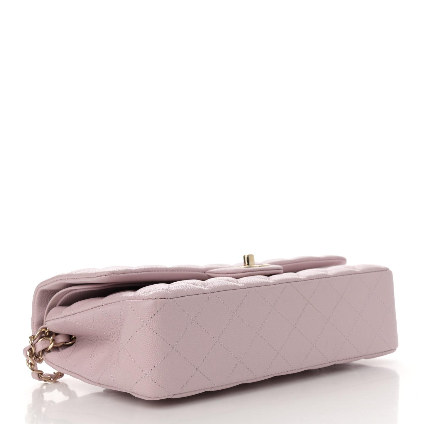 Caviar Quilted Medium Double Flap Light Pink