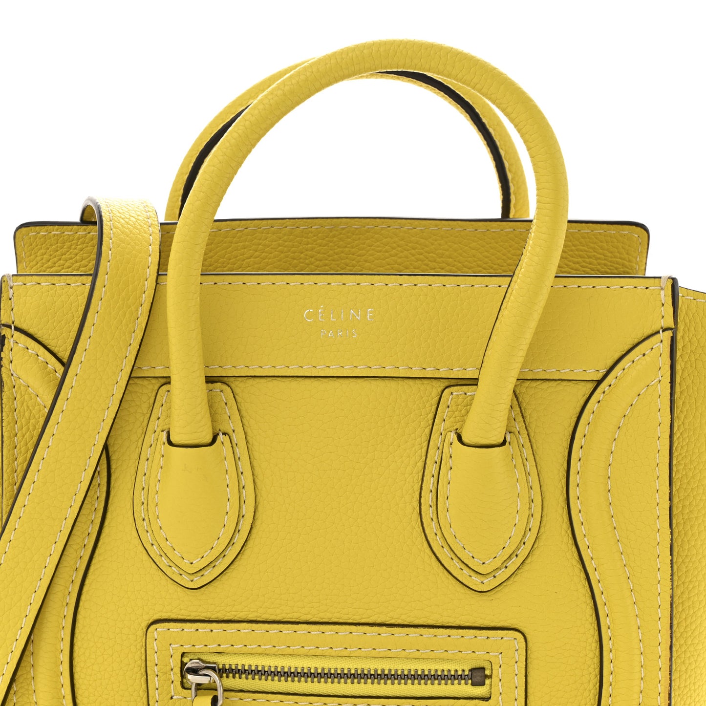 Drummed Calfskin Nano Luggage Citron