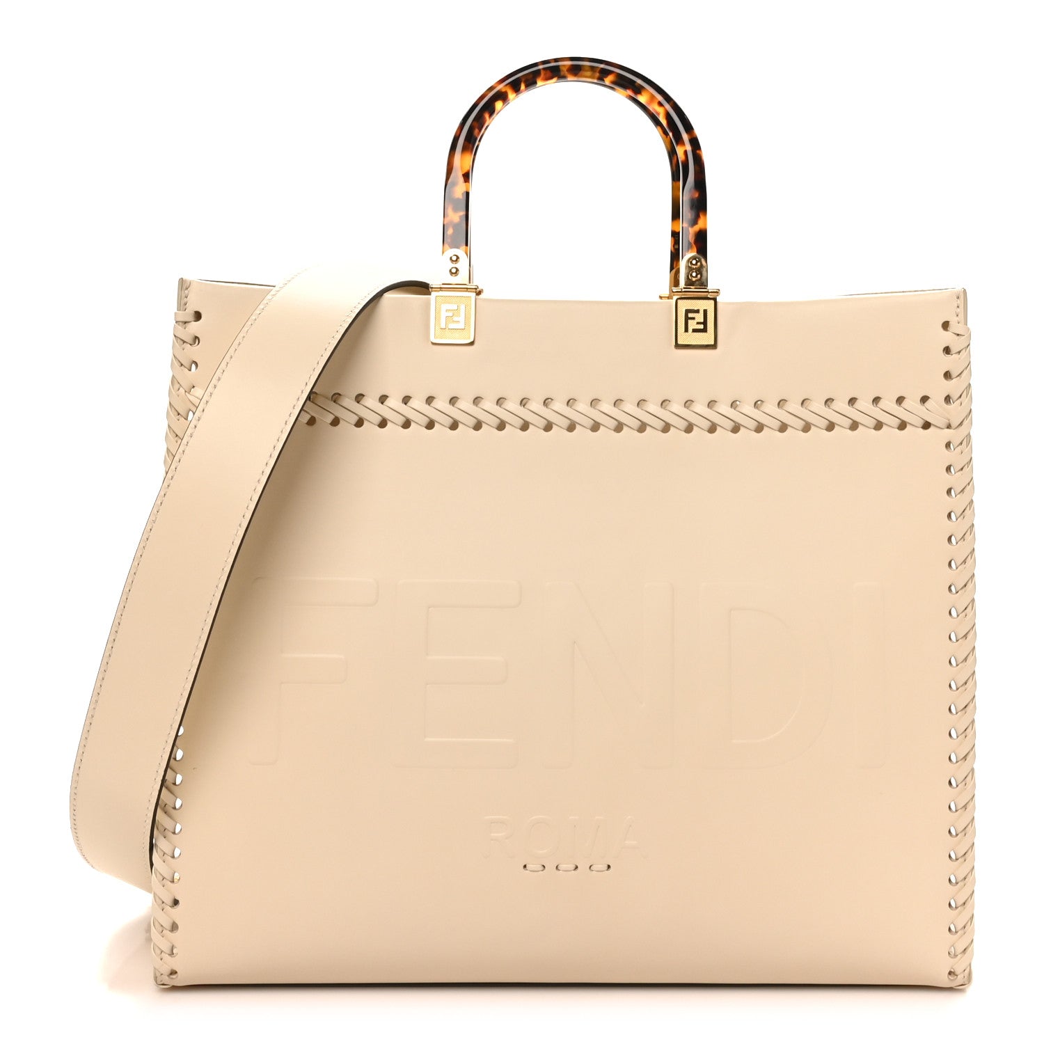 Fendi トートバッグ シースルーデザイン Fendi Vitello King Ceylon Plexiglass Woven Logo Debossed Medium