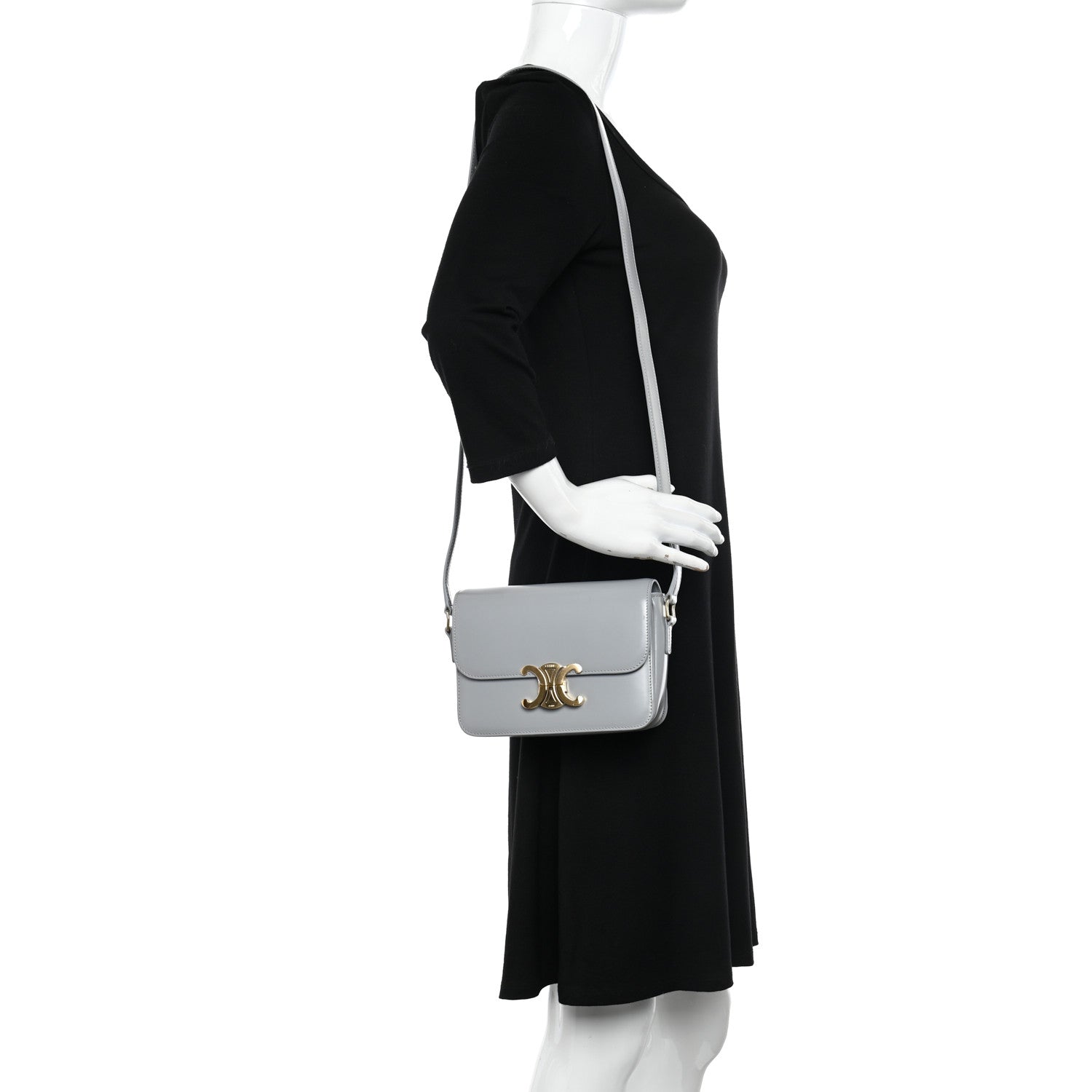 Celine Shiny Calfskin Teen Triomphe Pearl Blue 2 of 11