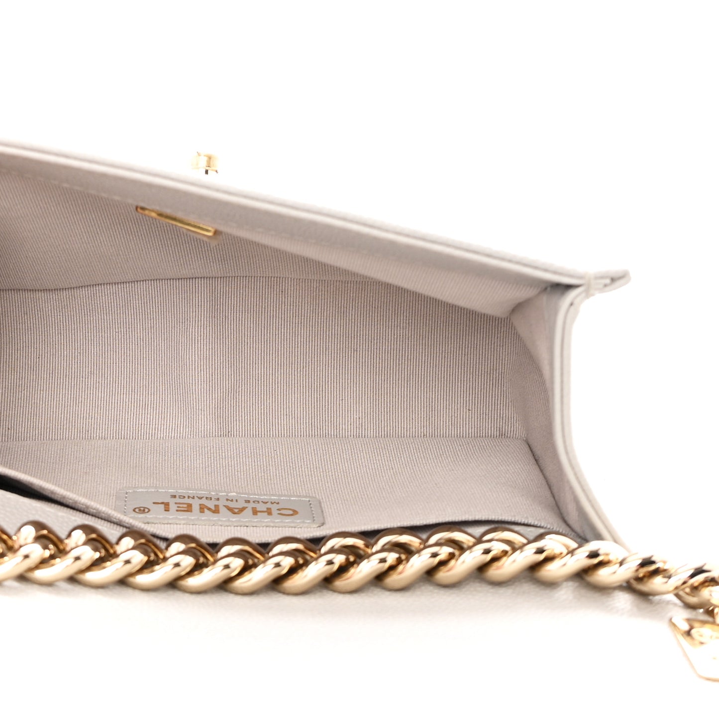 Caviar Quilted Small Boy Flap Light Grey