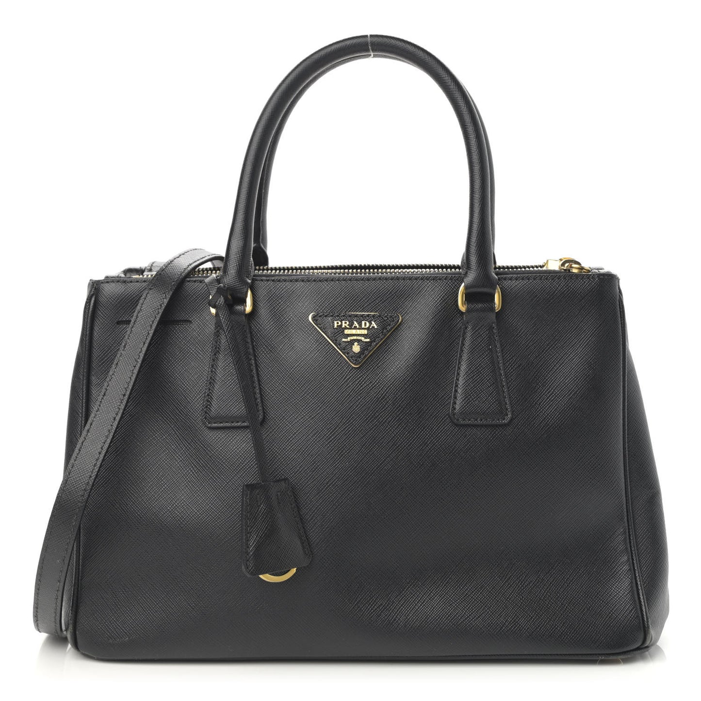 Saffiano Small Galleria Double Zip Tote Black