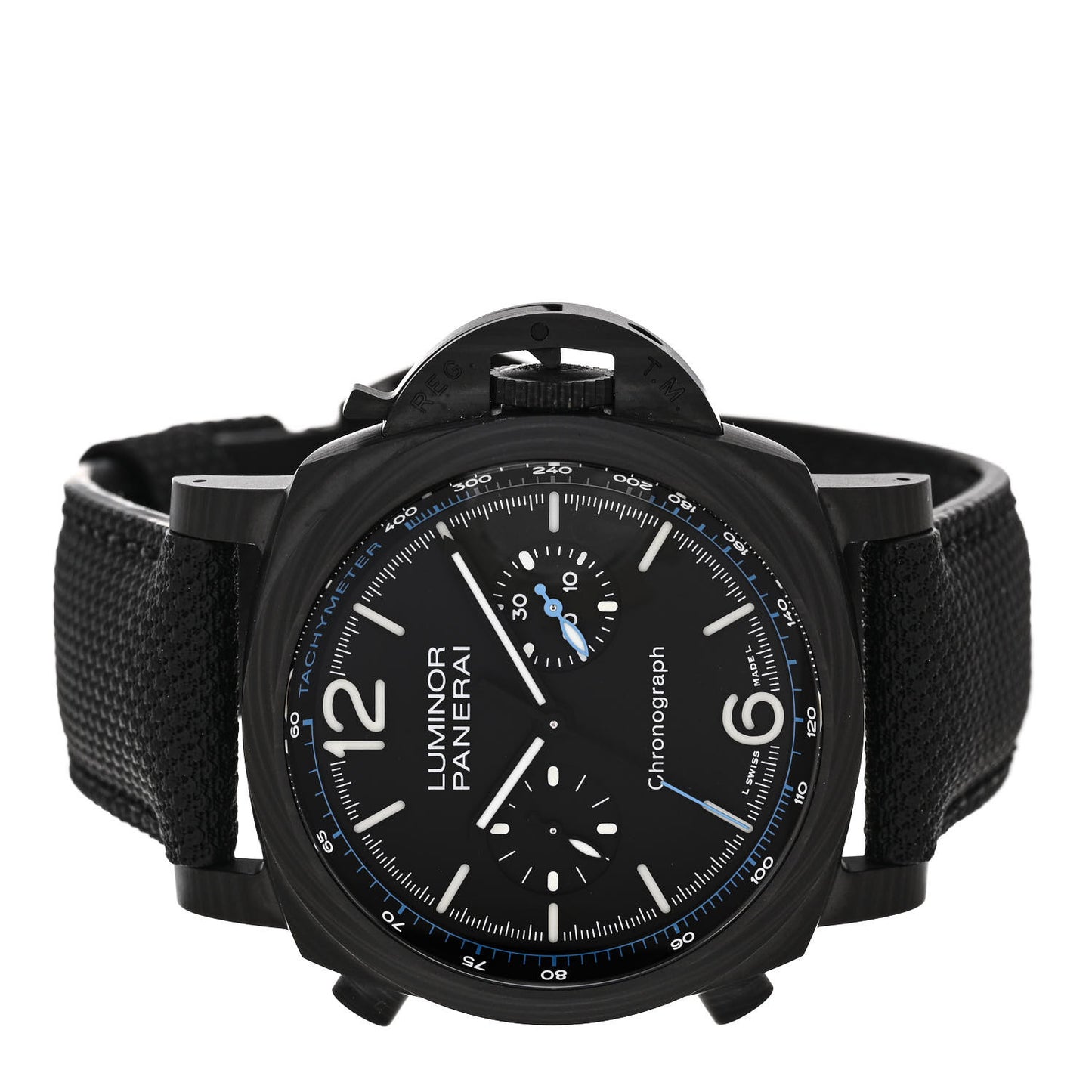 Carbon Fiber Fabric 44mm Luminor Chrono Carbotech Chronograph Automatic Watch Black PAM01219
