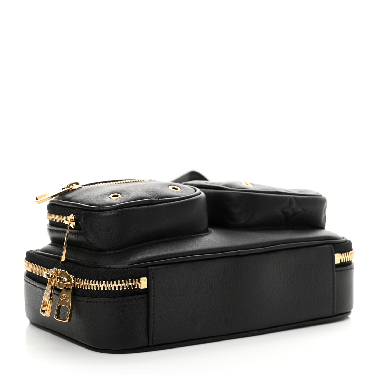 Calfskin Monogram Embossed Utility Crossbody Black