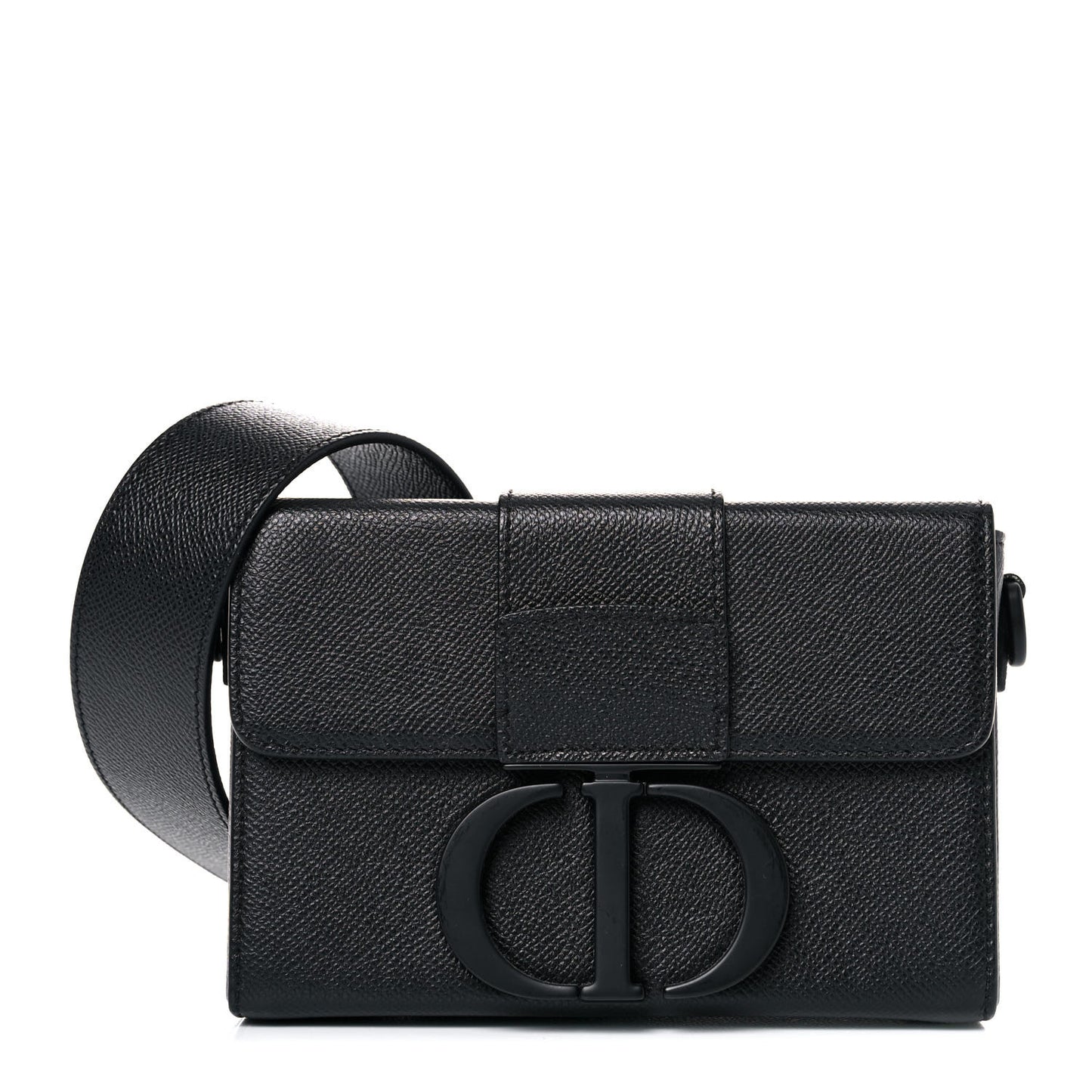 Ultra Matte Grained Calfskin 30 Montaigne Box Bag Black