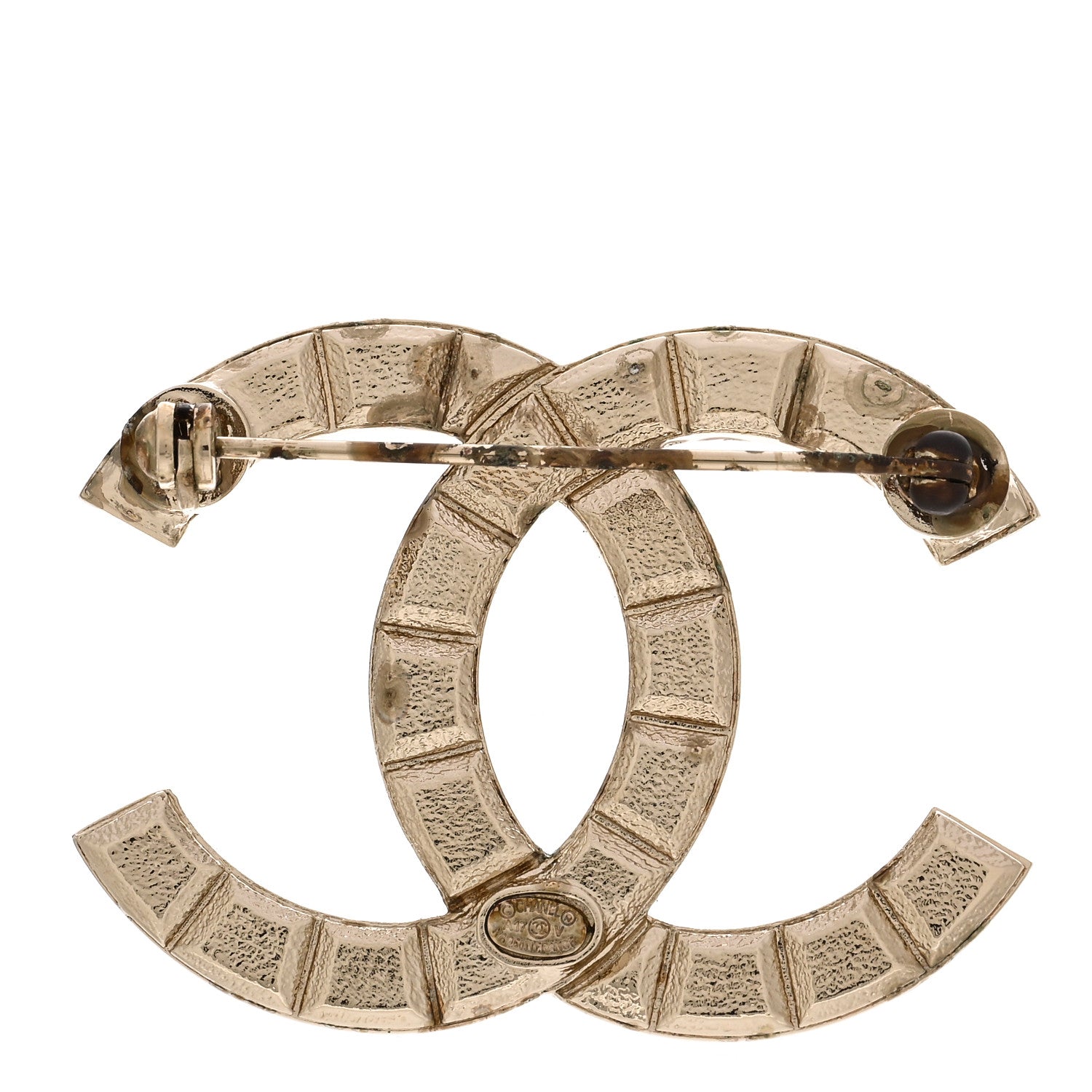 Chanel Studded CC Pin Brooch Gold 3 of 5