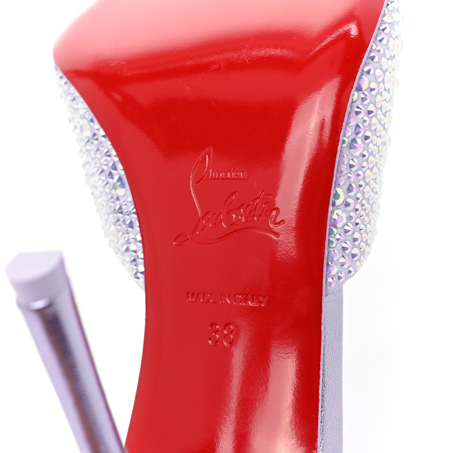Christian Louboutin Suede Crystal Strass Me Dolly 100 Sandals 38 Lilac 6 of 9