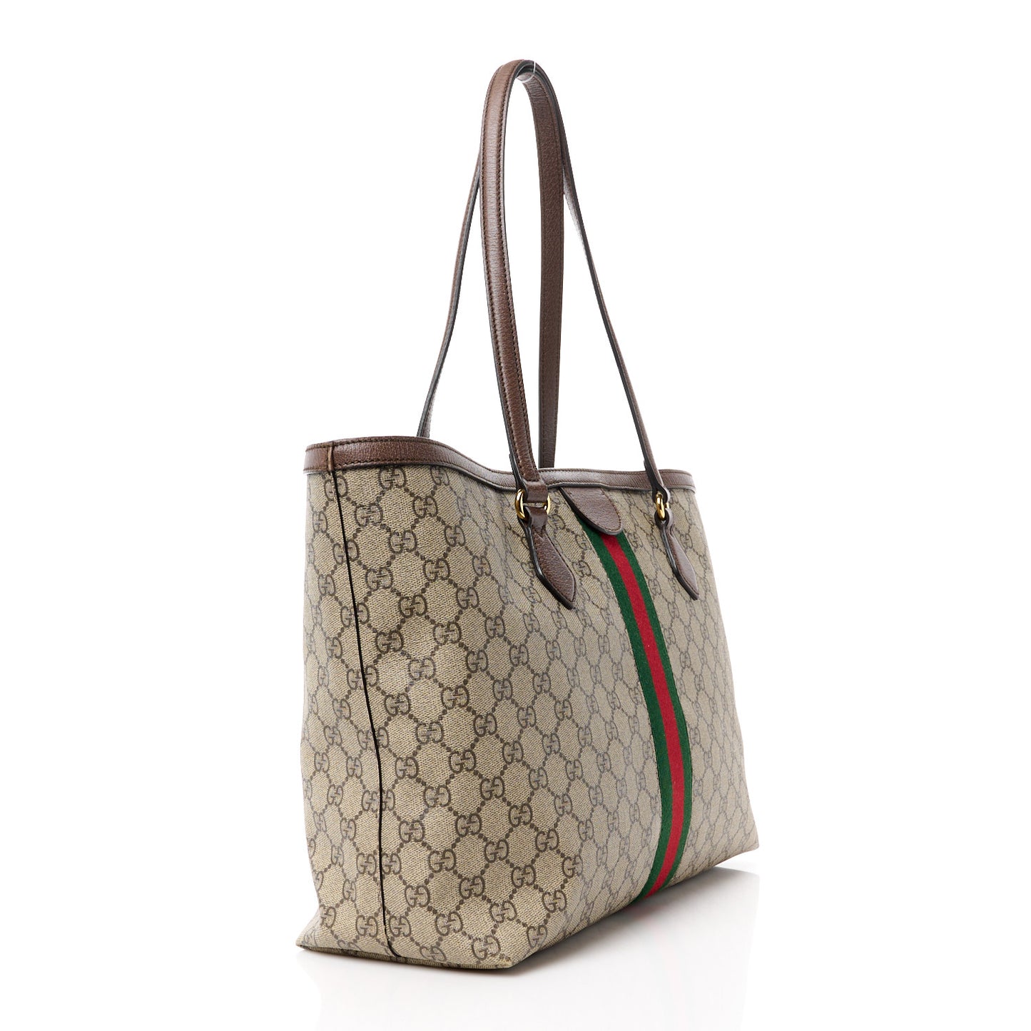 GG Supreme Monogram Medium Ophidia Shopping Tote Brown