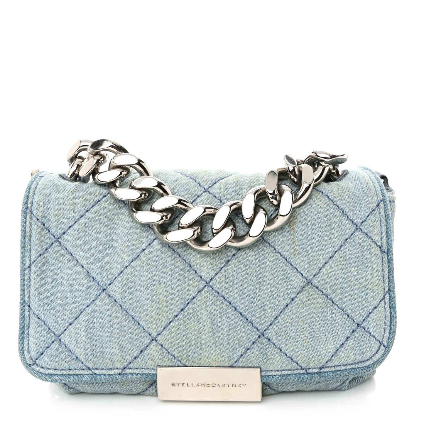 Eco Denim Quilted Mini Beckett Shoulder Bag Blue