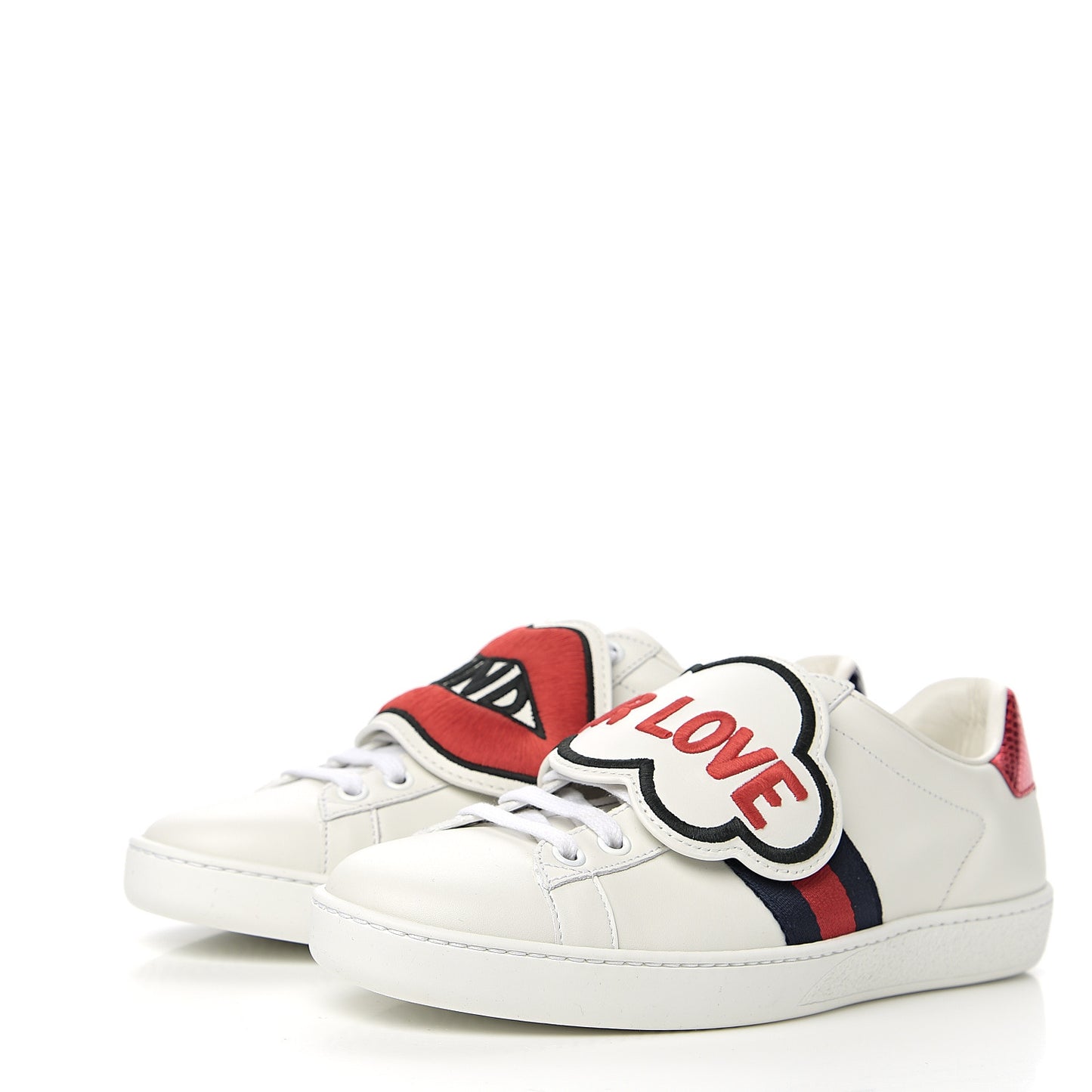 Calfskin Ayers Blind For Love Embroidered Womens Ace Sneakers 37 White