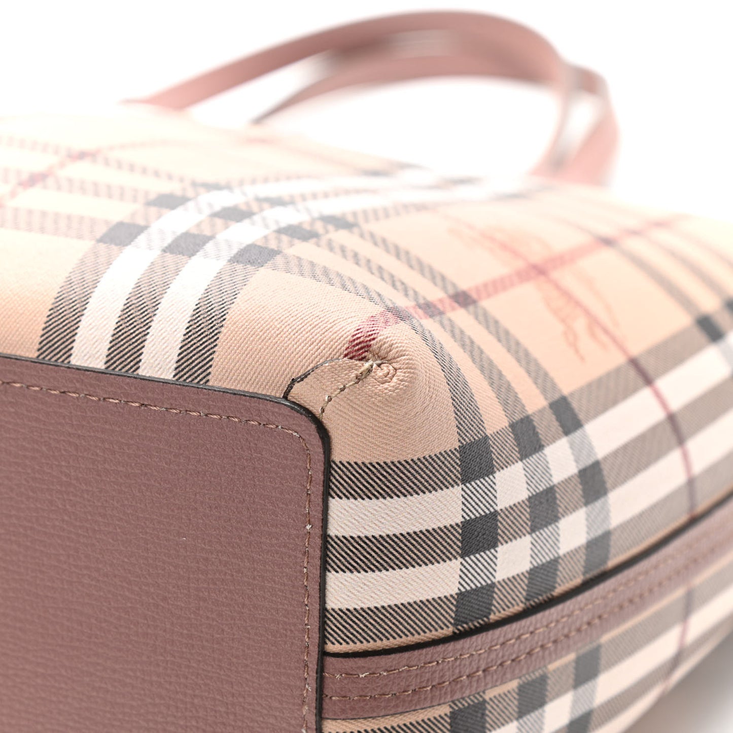 Grainy Calfskin Haymarket Check Medium Reversible Tote Light Elderberry