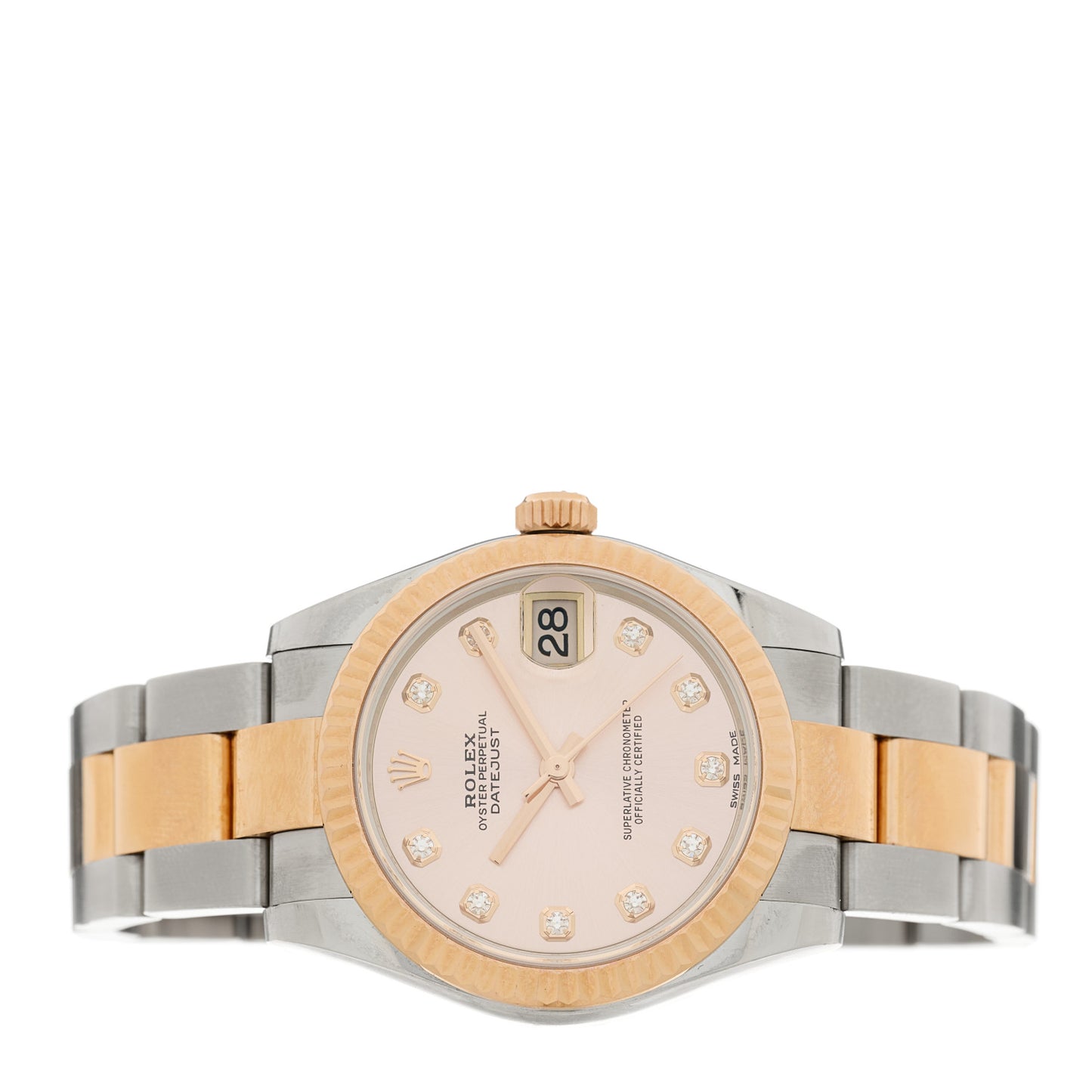 Stainless Steel 18K Everose Gold Diamond 31mm Oyster Perpetual Datejust Watch Silver 178271