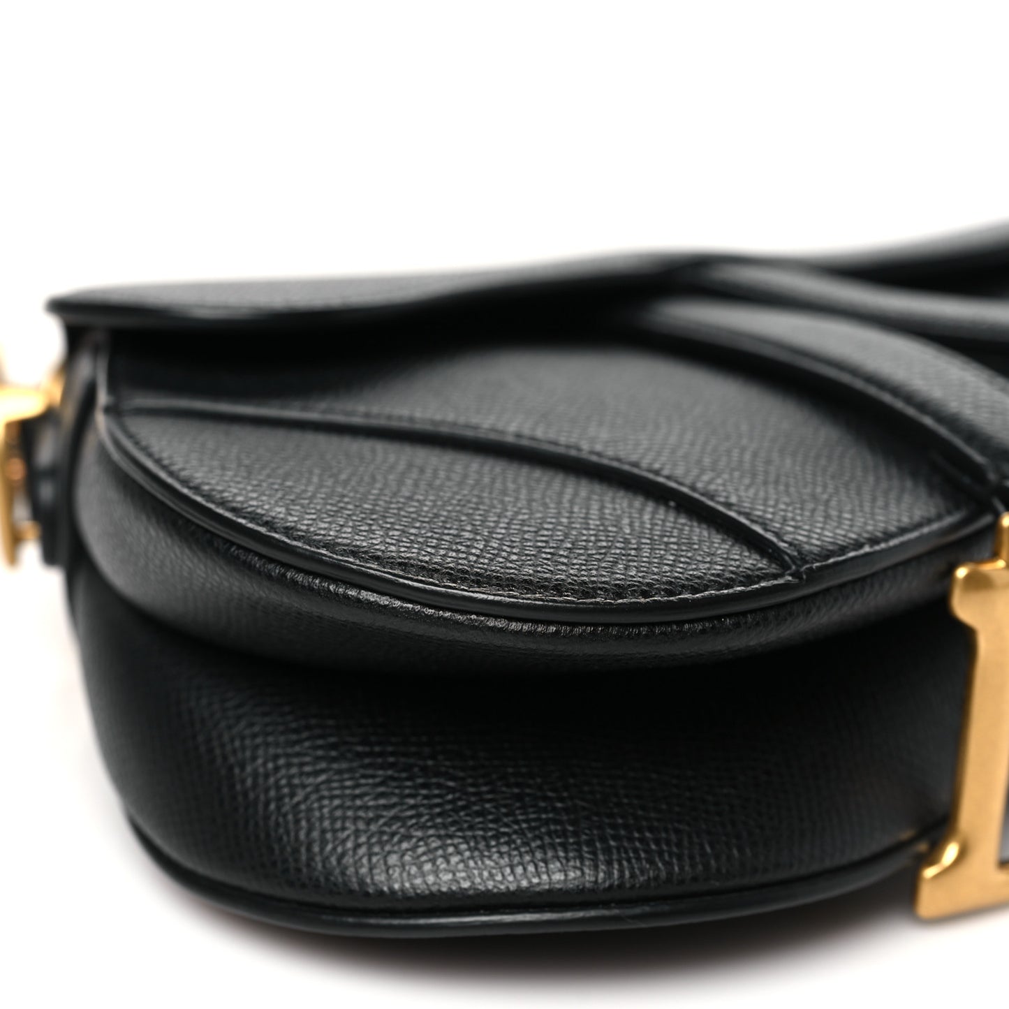 Grained Calfskin Mini Saddle Bag Black