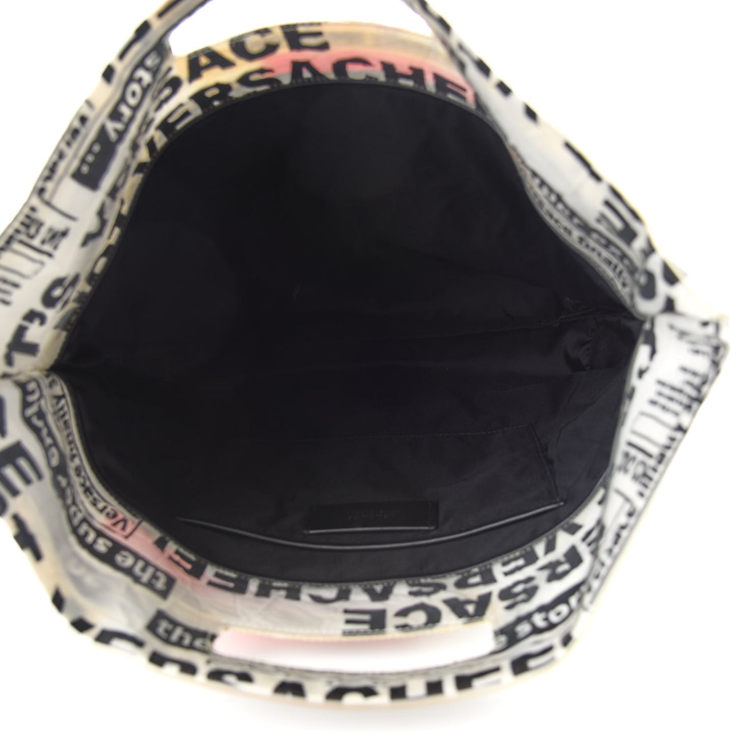 PVC Tabloid Print Shopping Bag White Multicolor