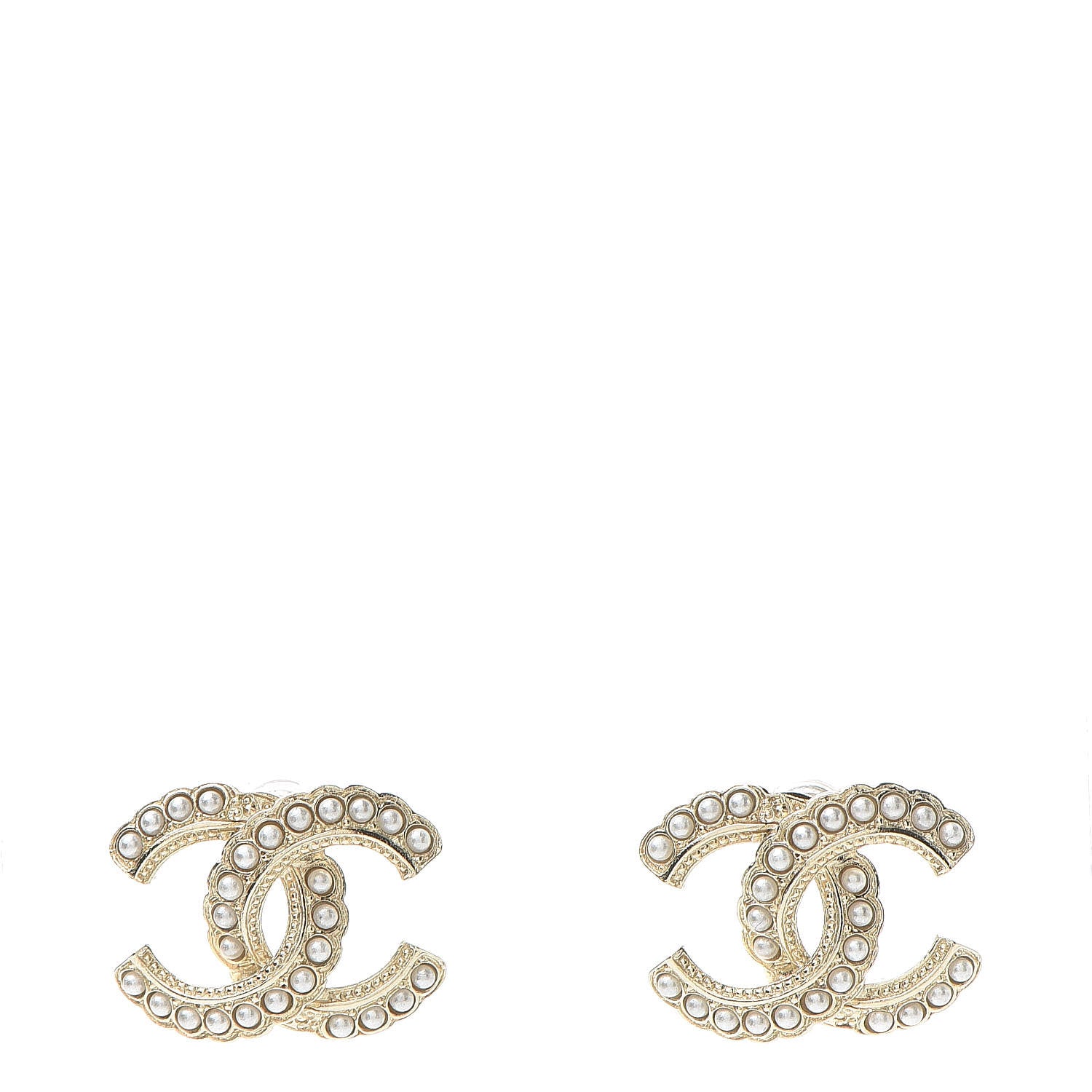 Chanel Pearl Queen of France CC Earrings Gold 1 of 4