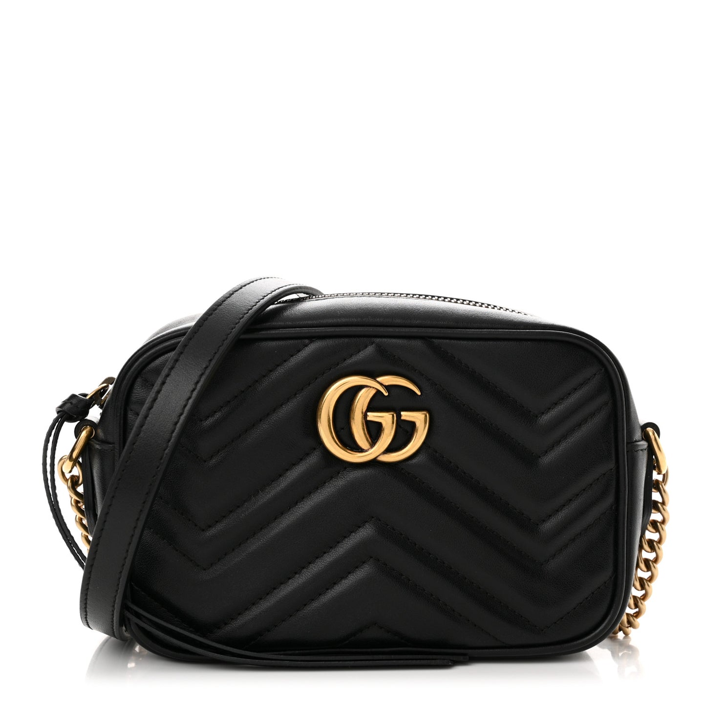 Calfskin Matelasse Mini GG Marmont Chain Shoulder Bag Black