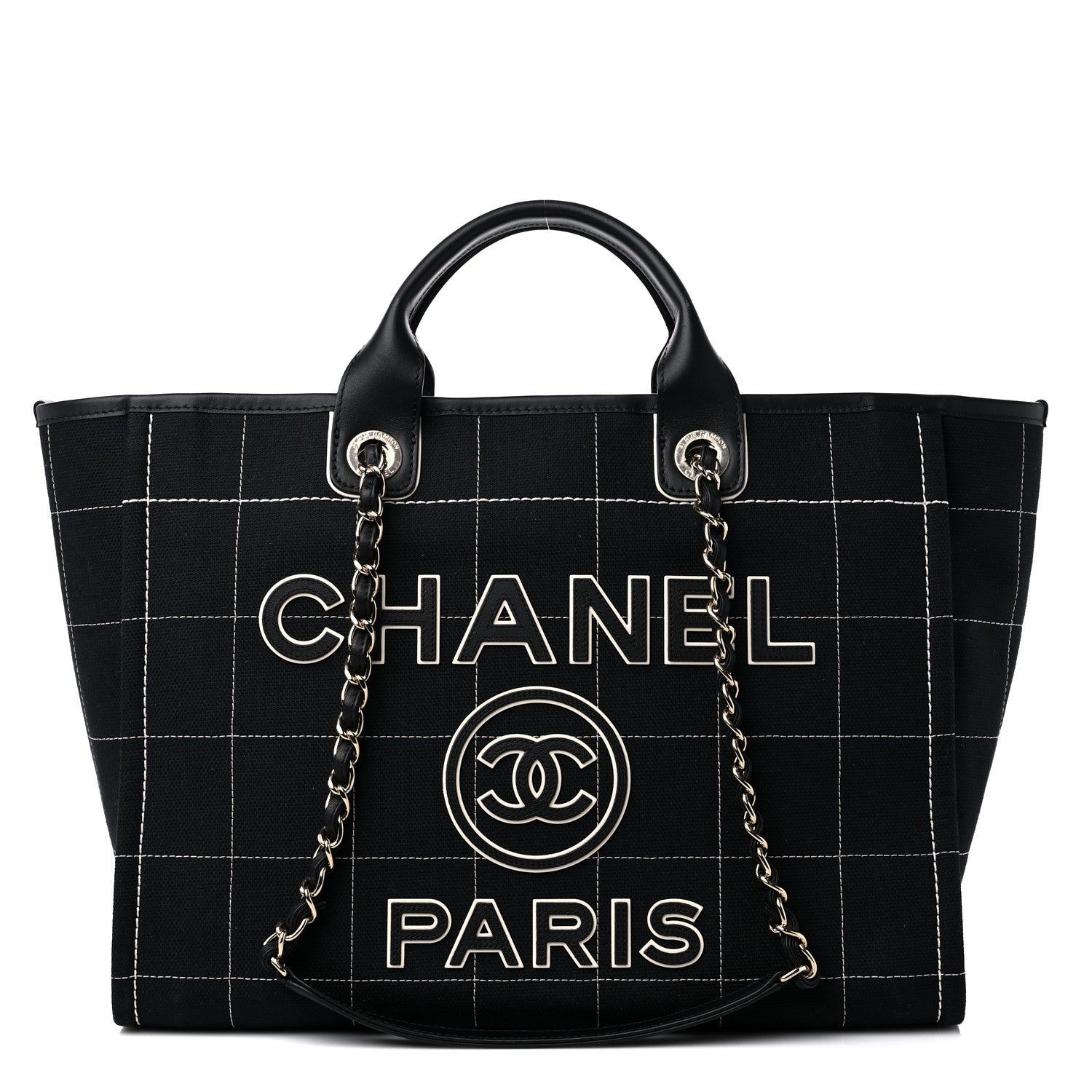 Chanel Cotton Medium Deauville Tote Black White 1 of 10
