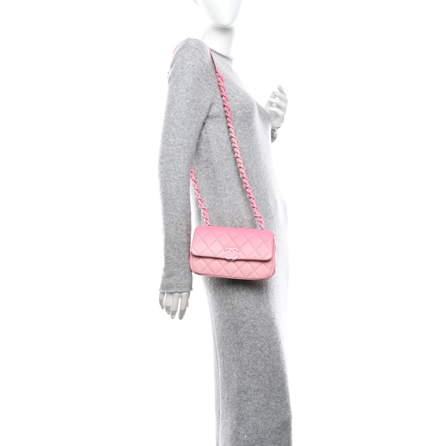 Shaded Caviar Quilted My Everything Small Flap Pink Light Pink