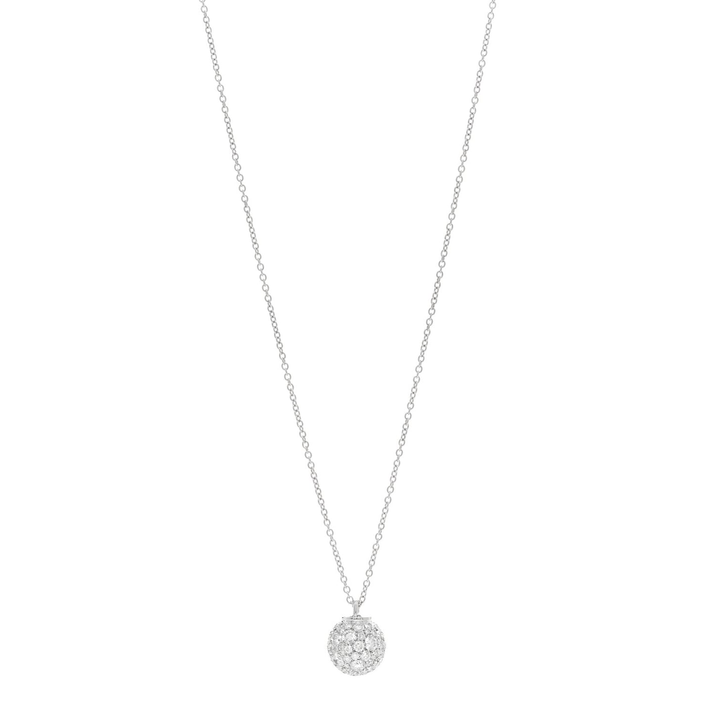 18K White Gold Diamond 12mm HardWear Ball Pendant Necklace