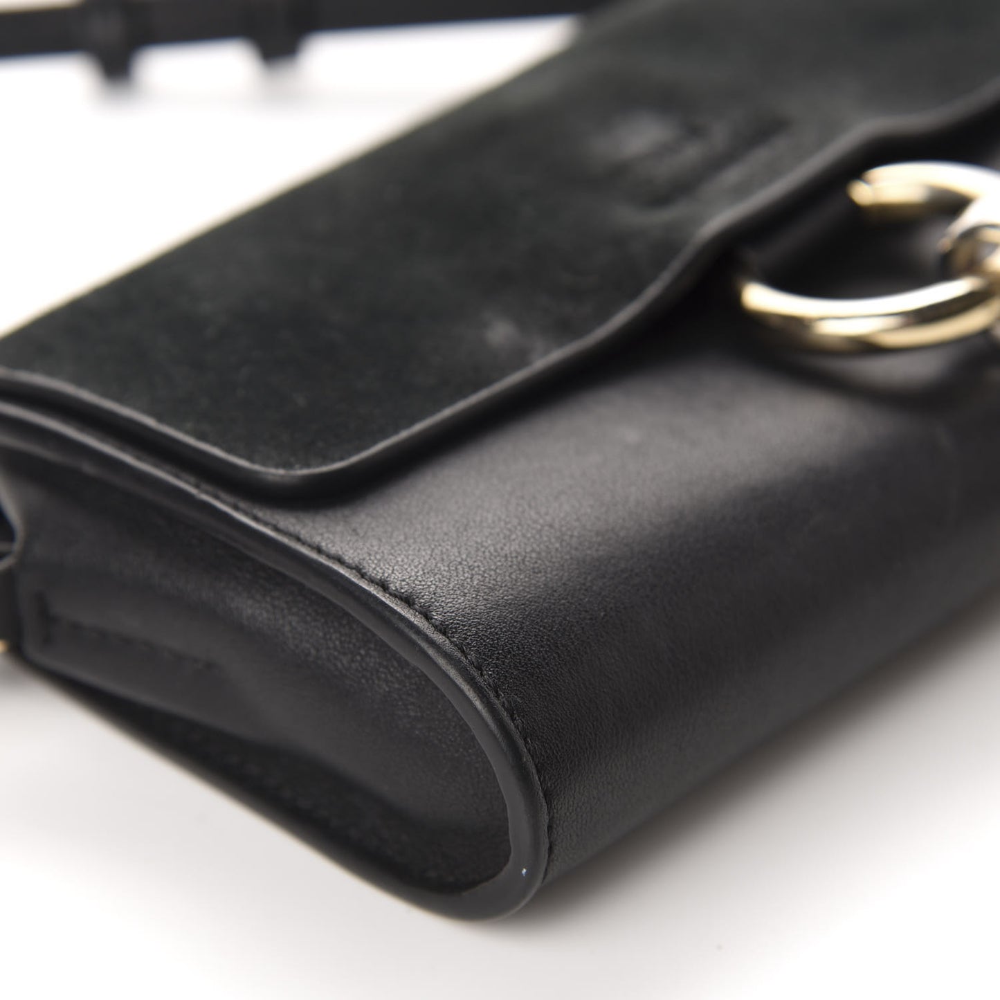 Suede Calfskin Mini Faye Shoulder Bag Black