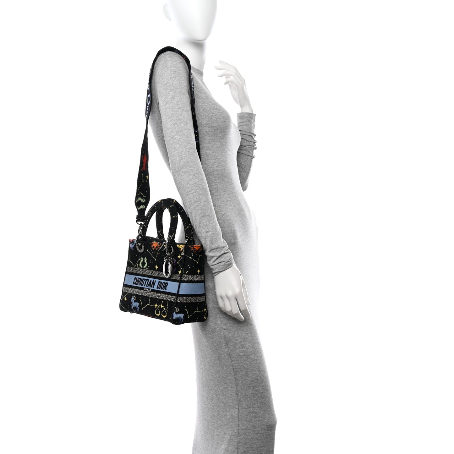 Canvas Pixel Zodiac Embroidered Medium Lady D-Lite Nero Multicolor