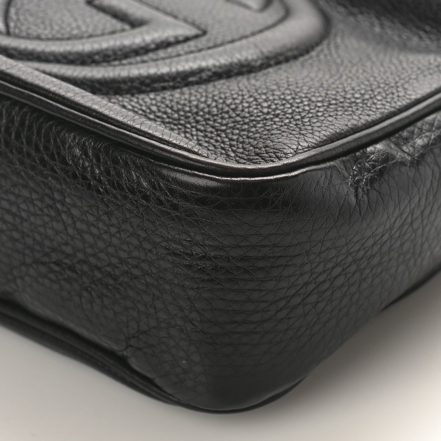 Pebbled Calfskin Small Soho Disco Bag Black