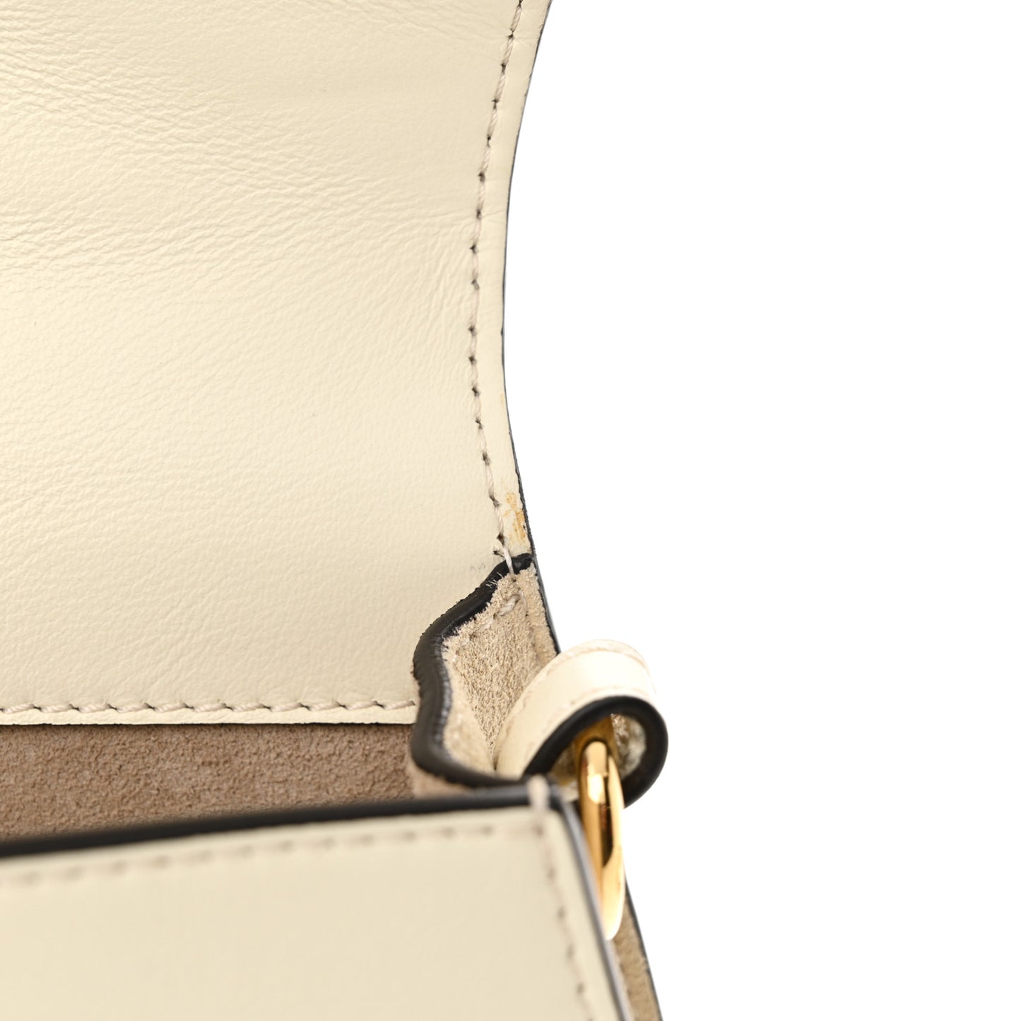 Calfskin Suede Quilted Small Nile Bracelet Bag Natural White