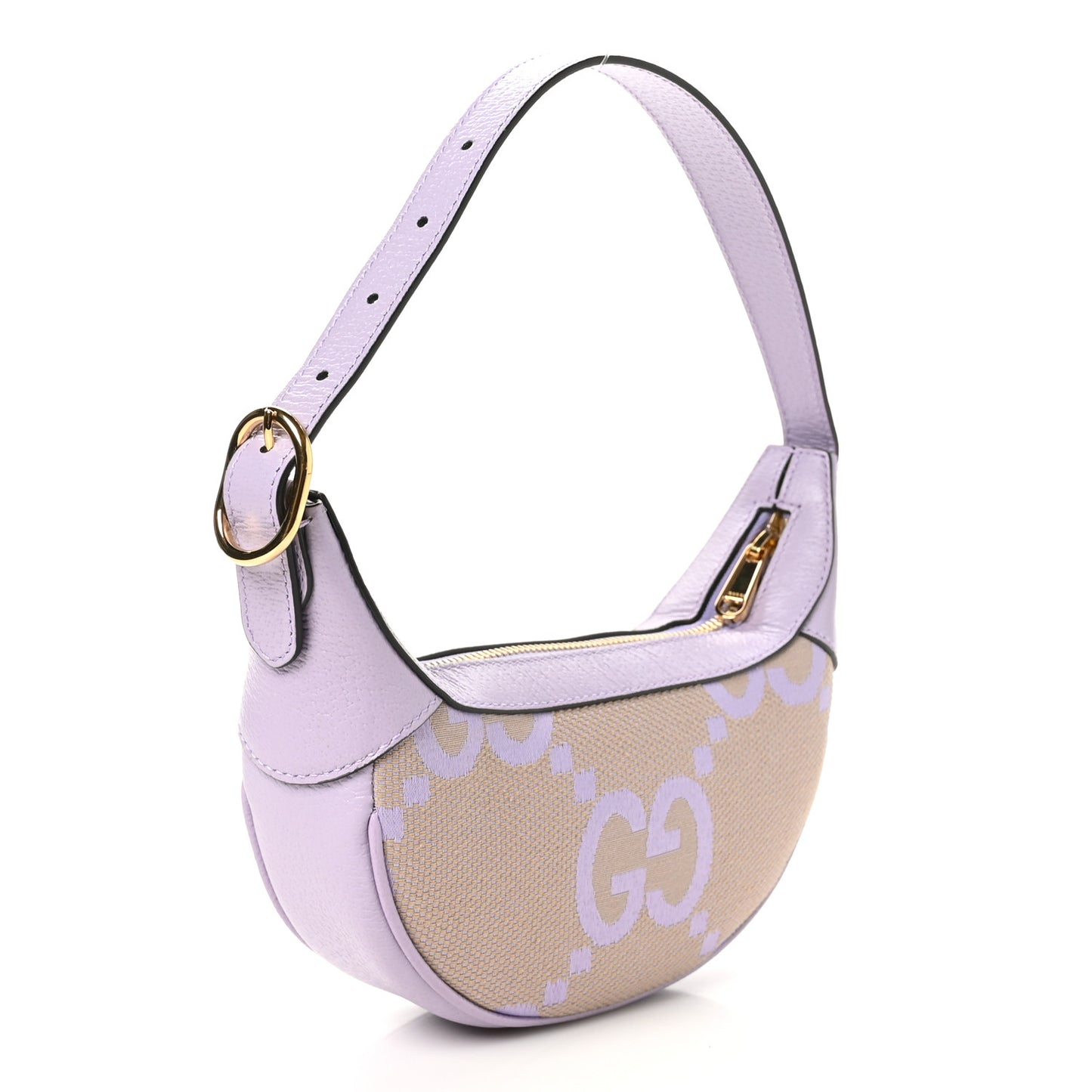 Monogram Jumbo GG Textured Dollar Calfskin Mini Ophidia Half Moon Hobo Beige Lapis