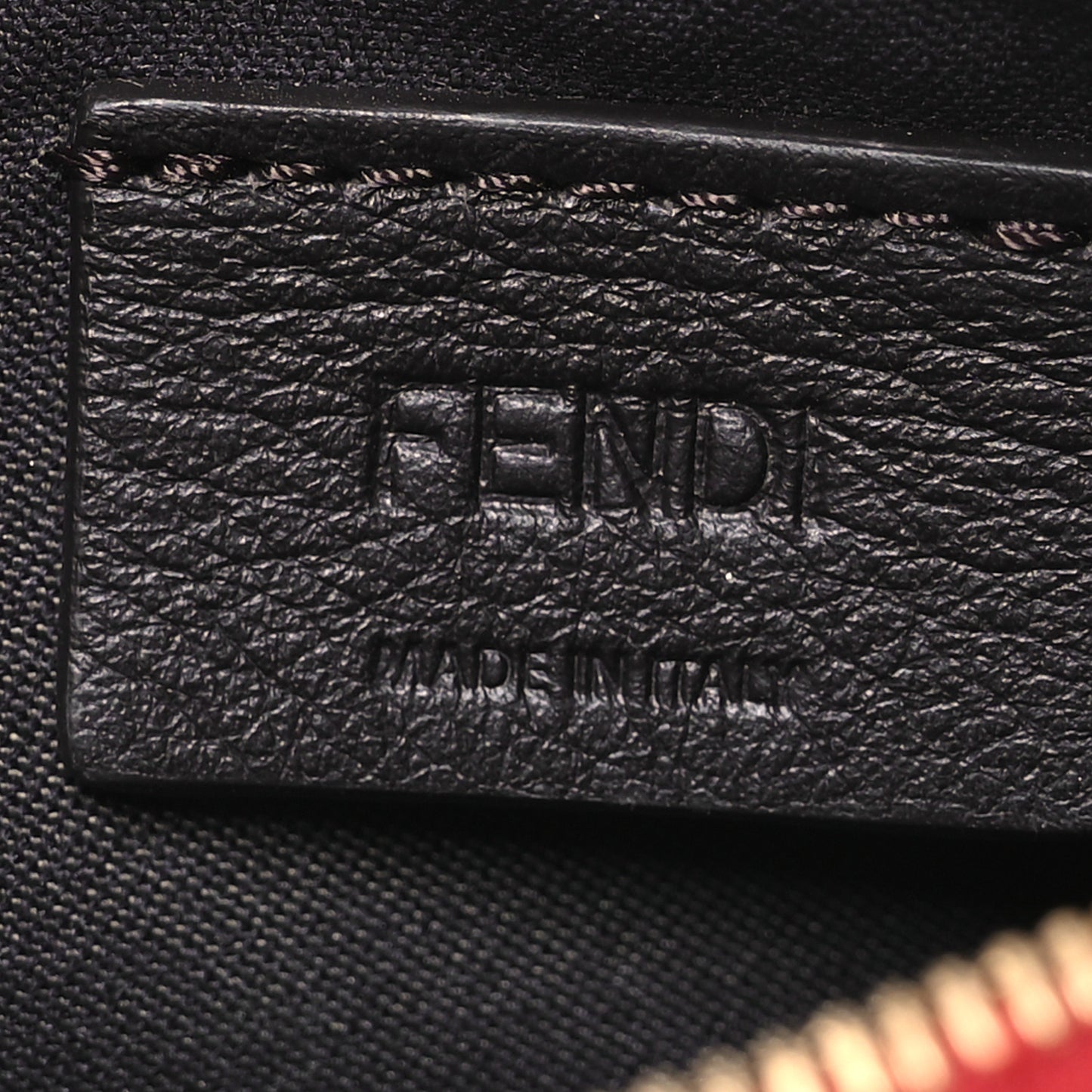 Vitello Cruise F is Fendi Bi-Color FF 1974 Embossed Key Case Pouch Maya Black Fragola