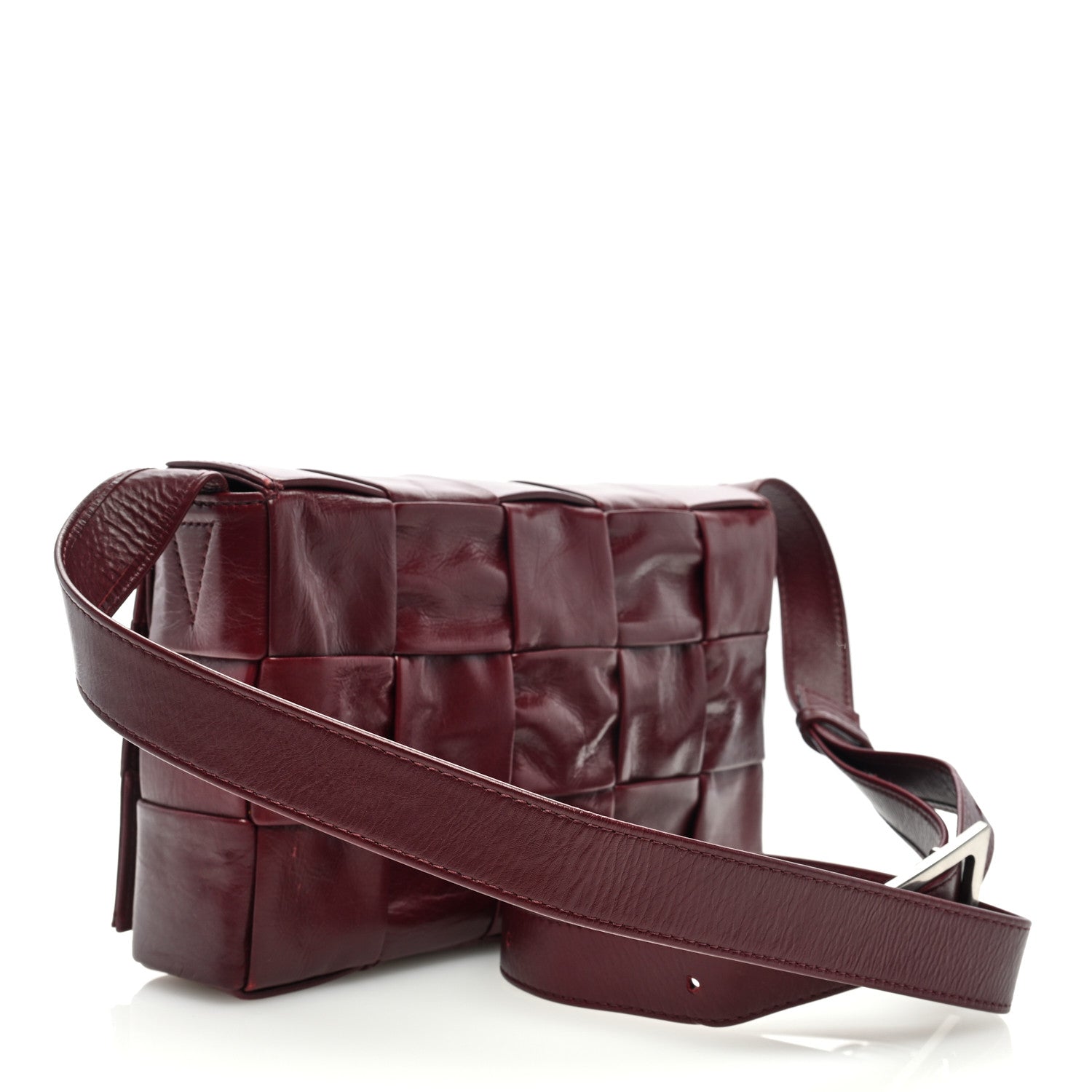 Bottega Veneta Paper Calfskin Maxi Intreccio Cassette Crossbody Bag Barolo 3 of 8
