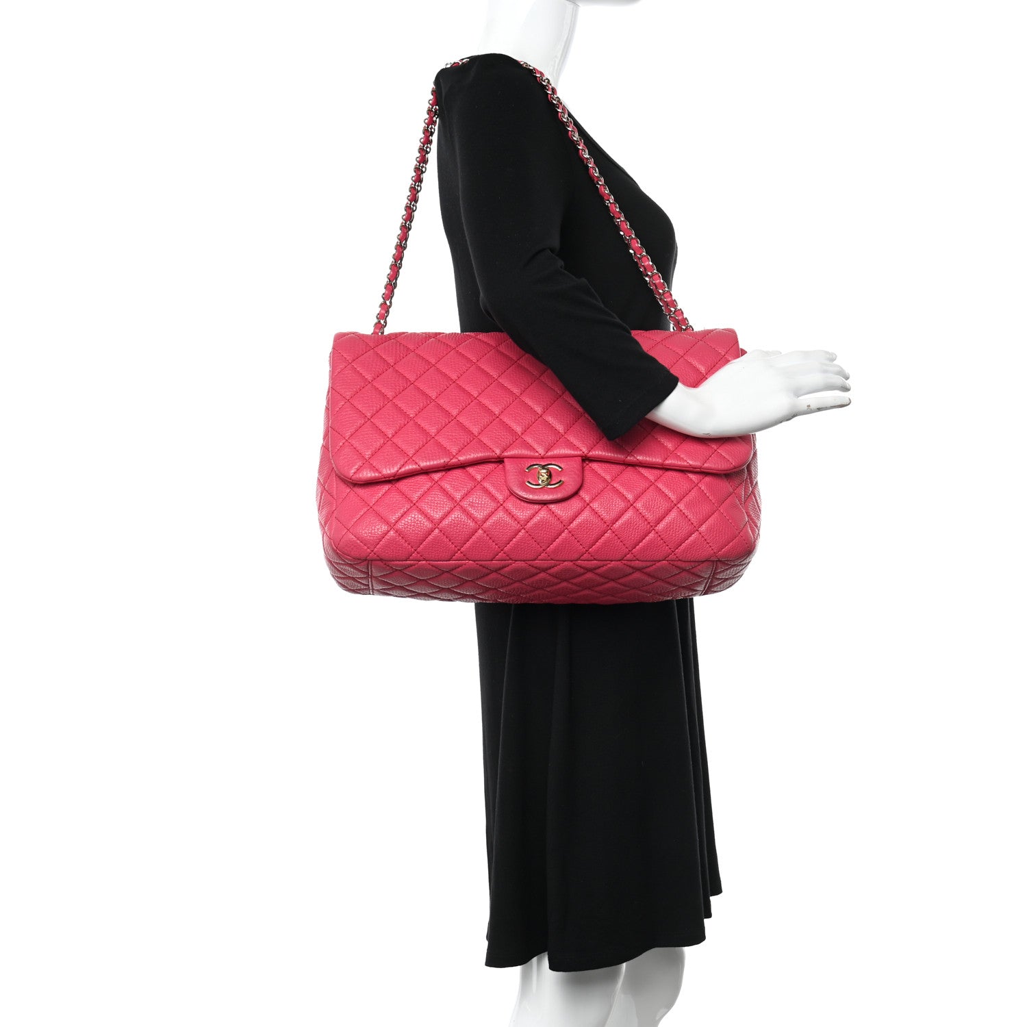 Chanel Calfskin Quilted Small XXL Travel Flap Bag Dark Pink 2 of 15