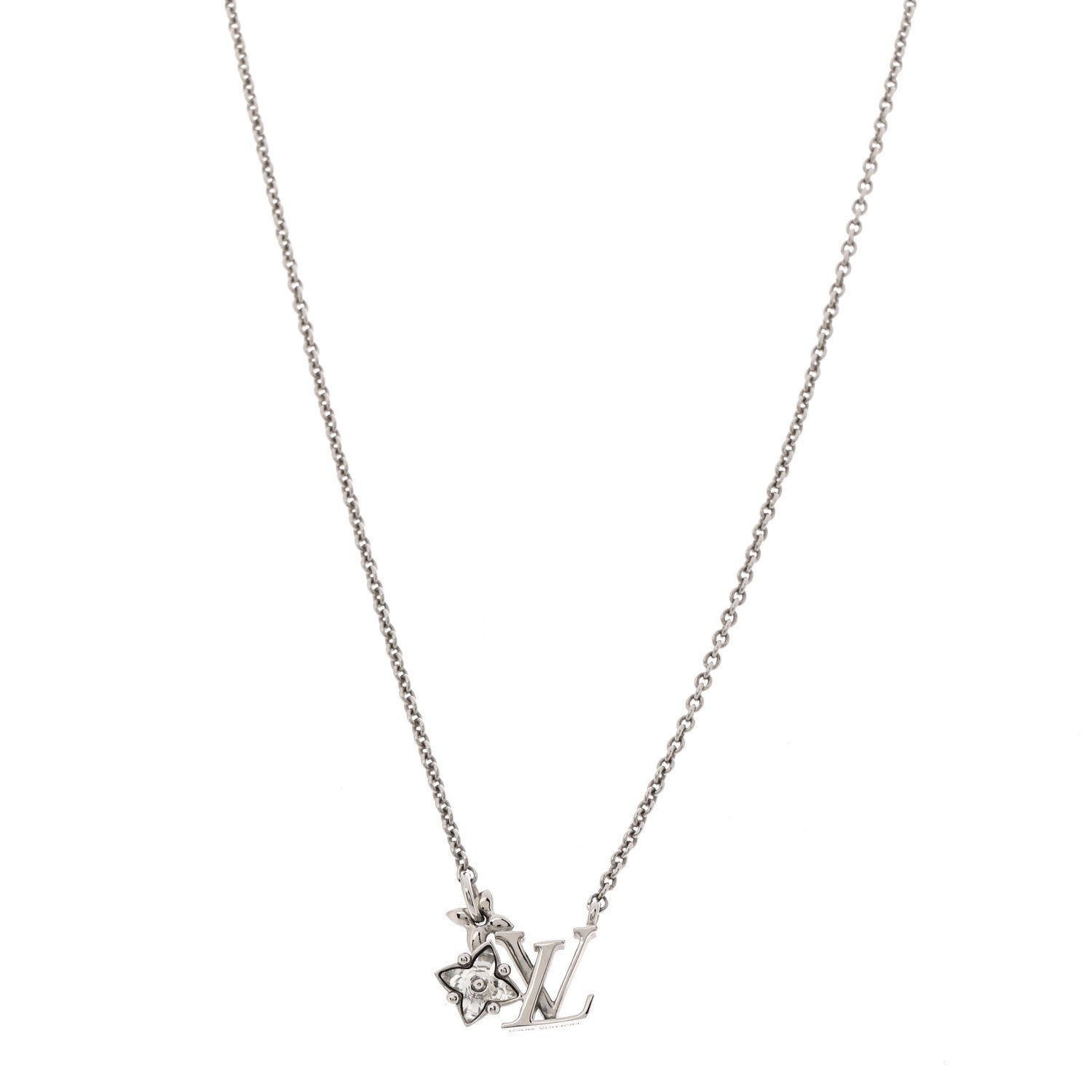 Louis Vuitton Metal Crystal Loulougram Necklace Silver 1769175