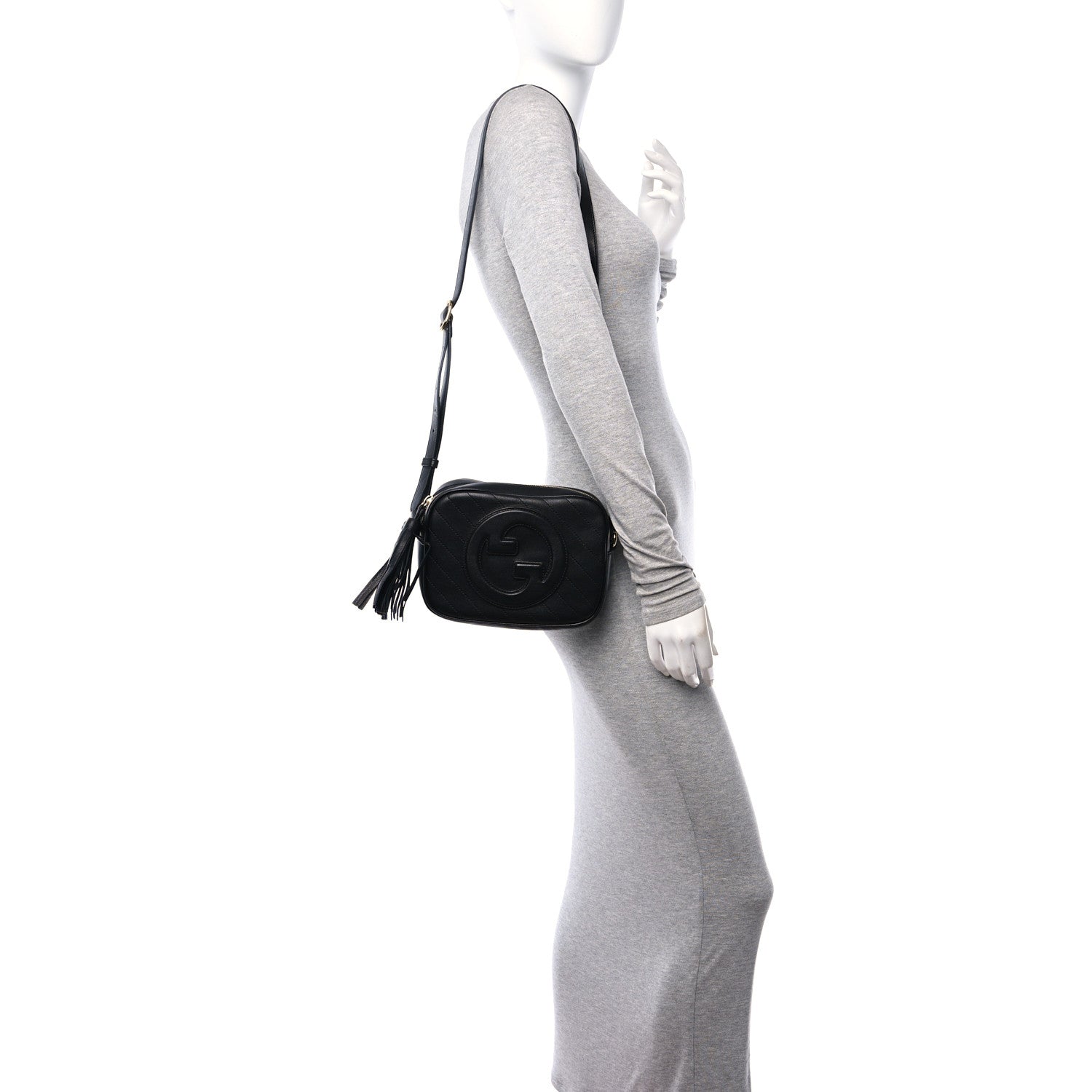Gucci Sakai Be Green Calfskin Diagonal Stitched Small Blondie Shoulder Bag Black 2 of 9